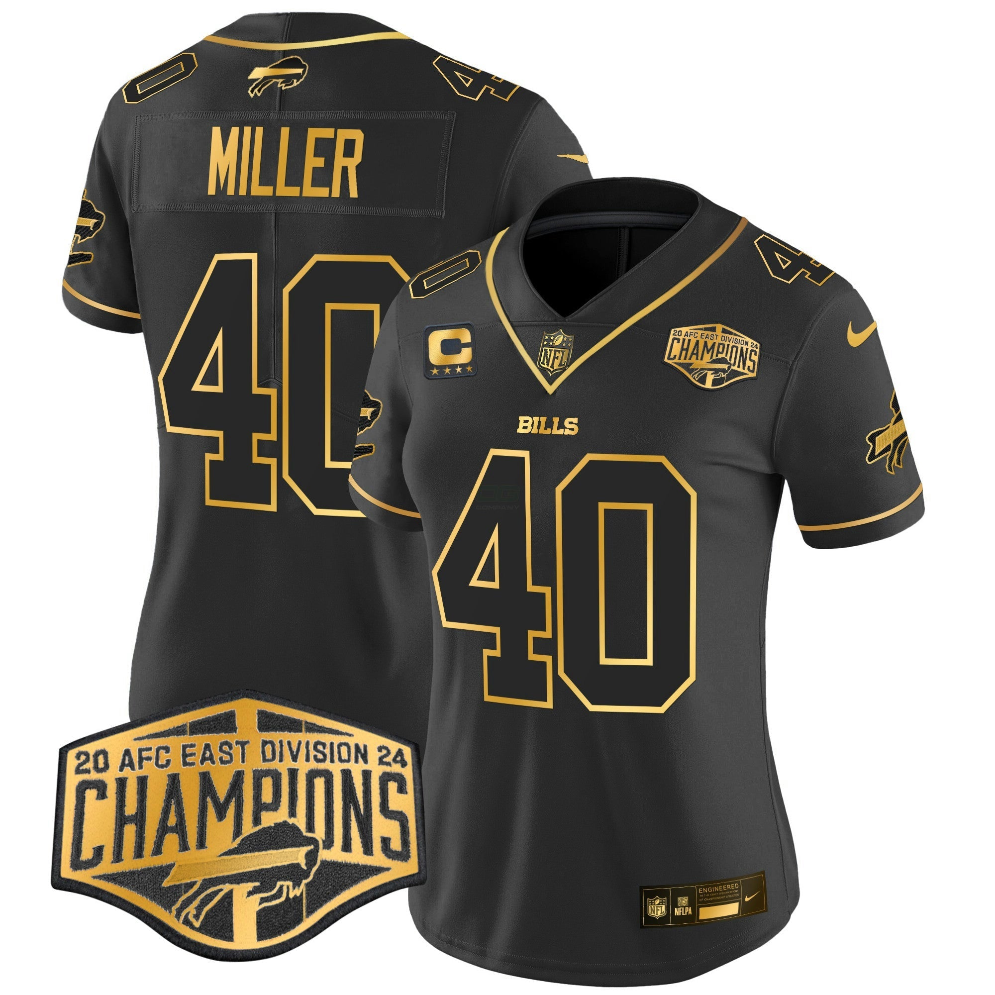 Camisa NFL Women’s 2024 AFC East Division Champions Dourada Vapor Limited Jersey