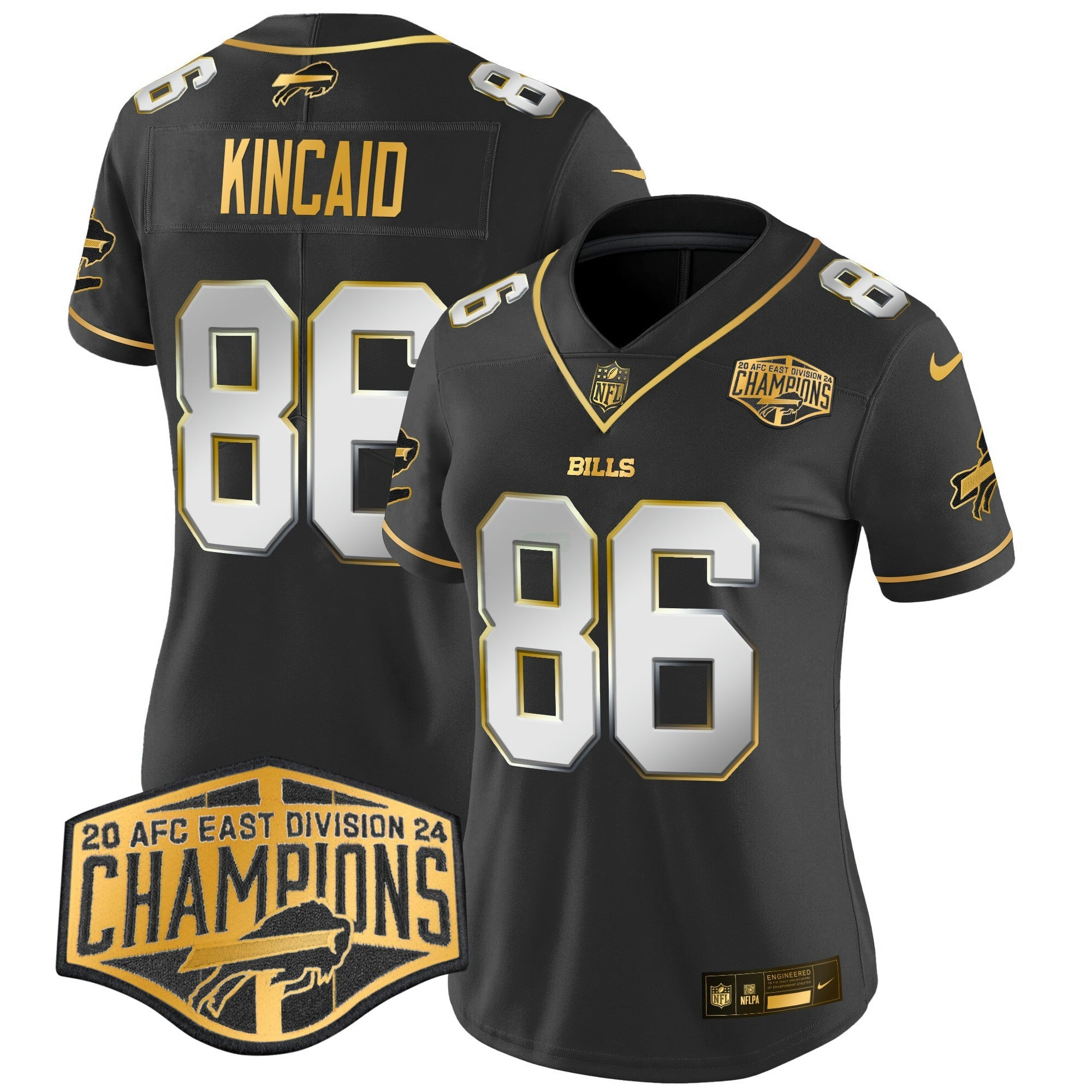 Camisa NFL Women’s 2024 AFC East Division Champions Dourada Vapor Limited Jersey