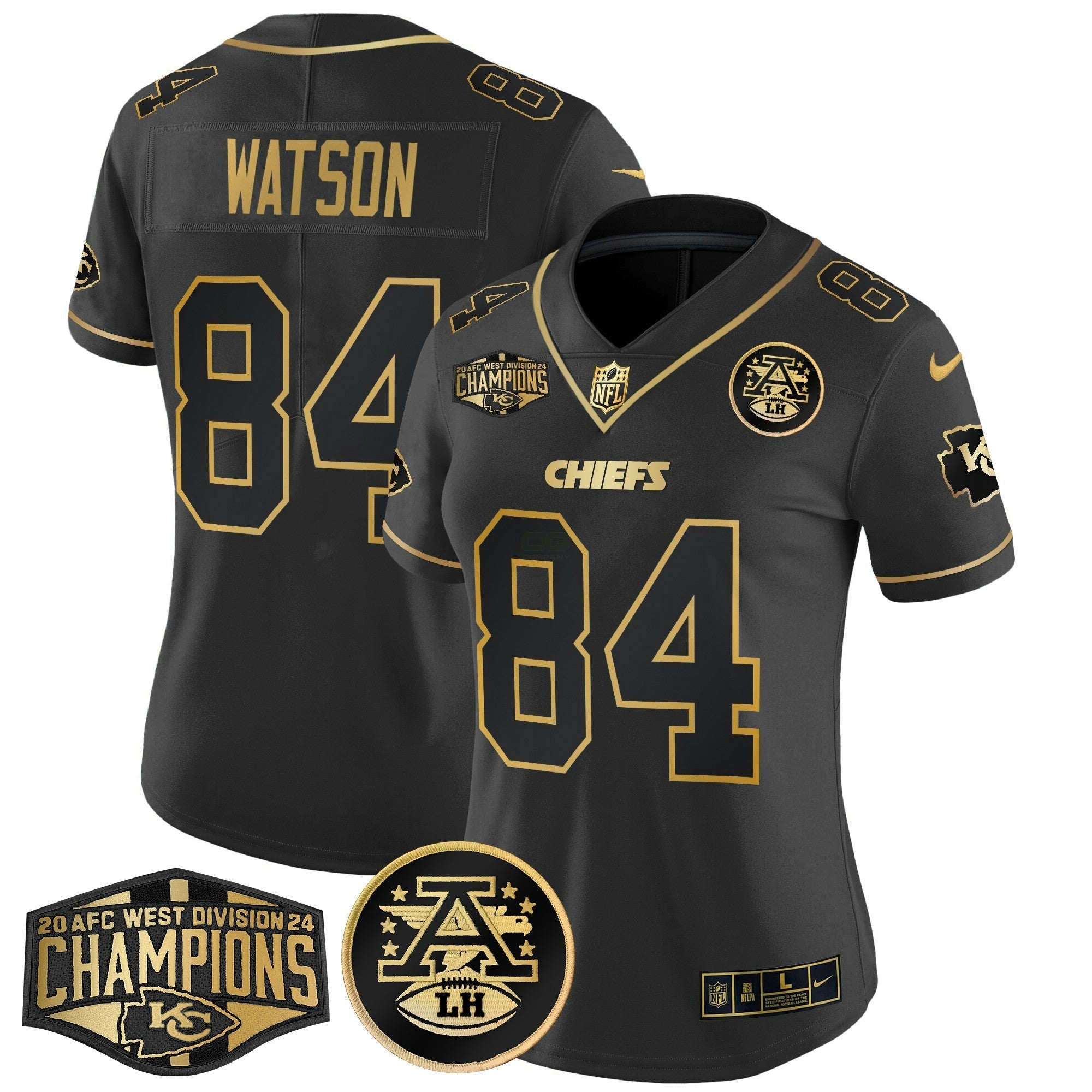 Camisa NFL Women’s 2024 AFC West Division Champions Patch Dourada Vapor Limited Jersey
