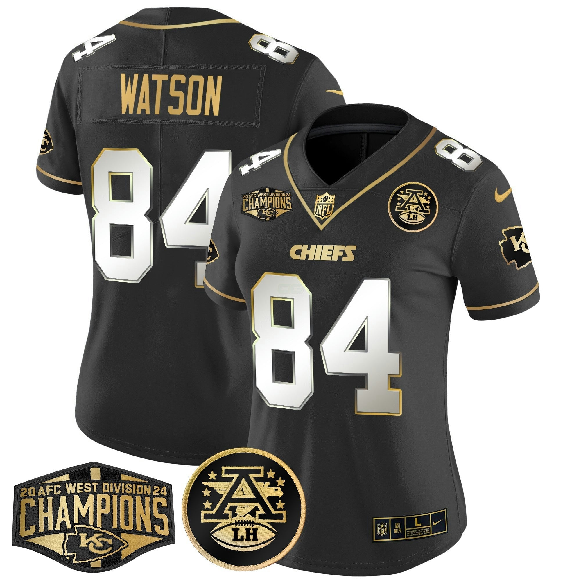 Camisa NFL Women’s 2024 AFC West Division Champions Patch Dourada Vapor Limited Jersey