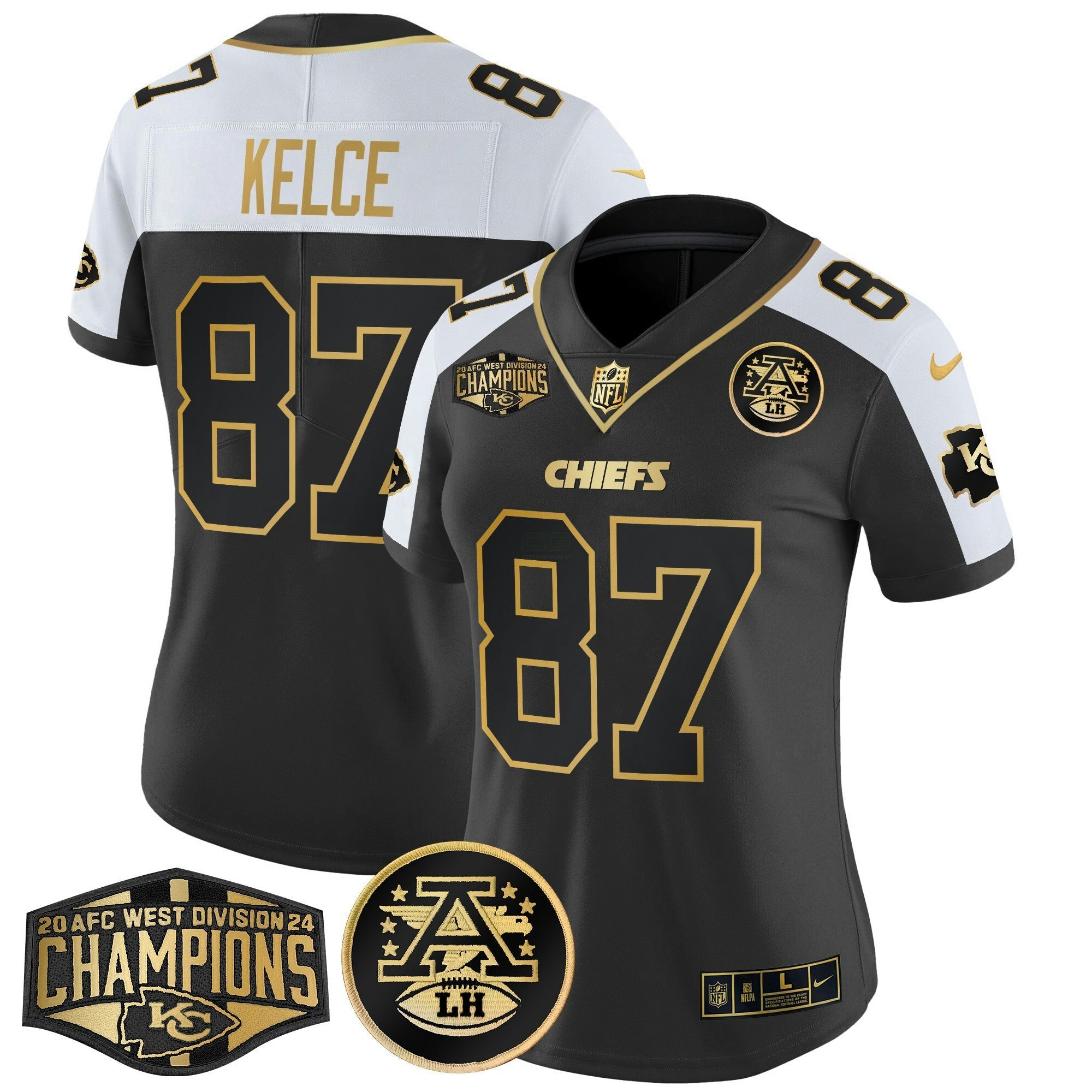 Camisa NFL Women’s 2024 AFC West Division Champions Patch Dourada Vapor Limited Jersey