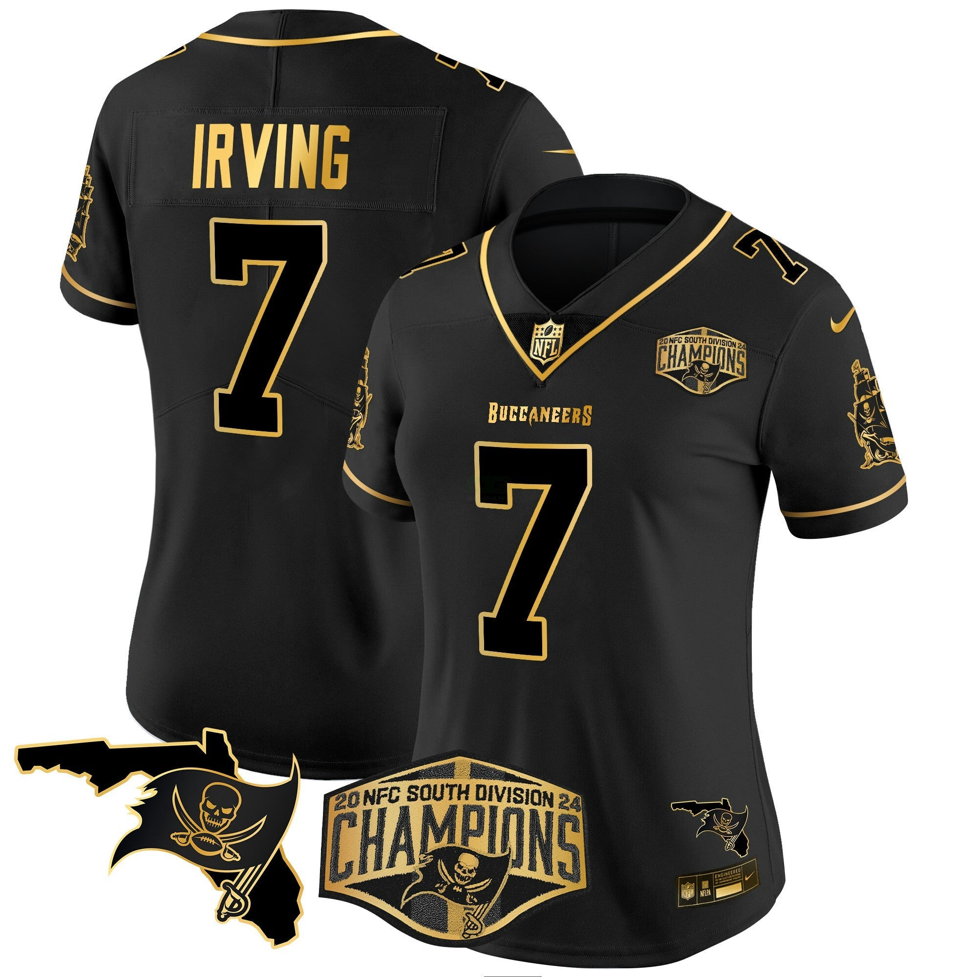 Camisa NFL Women’s 2024 NFC South Division Champions Patch Dourada Vapor Limited Jersey