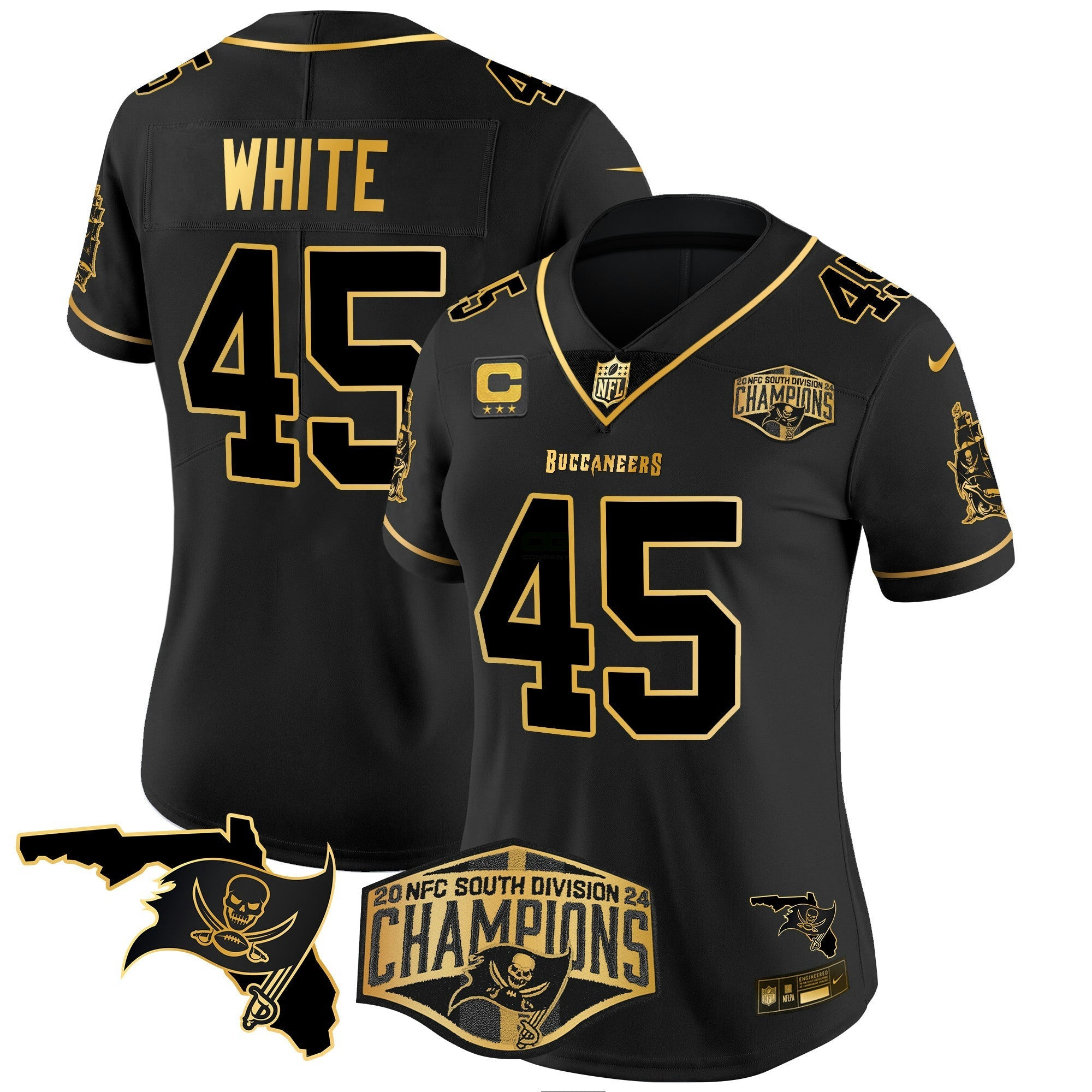 Camisa NFL Women’s 2024 NFC South Division Champions Patch Dourada Vapor Limited Jersey