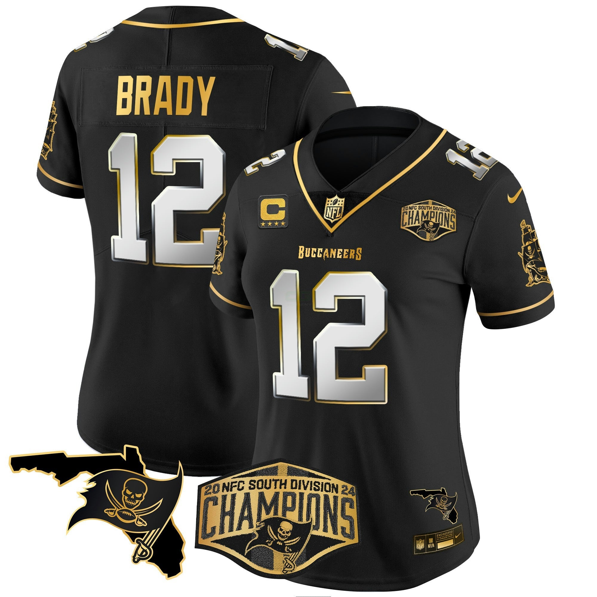 Camisa NFL Women’s 2024 NFC South Division Champions Patch Dourada Vapor Limited Jersey