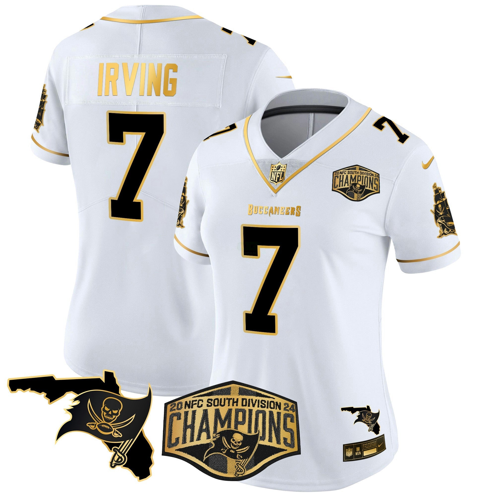 Camisa NFL Women’s 2024 NFC South Division Champions Patch Dourada Vapor Limited Jersey