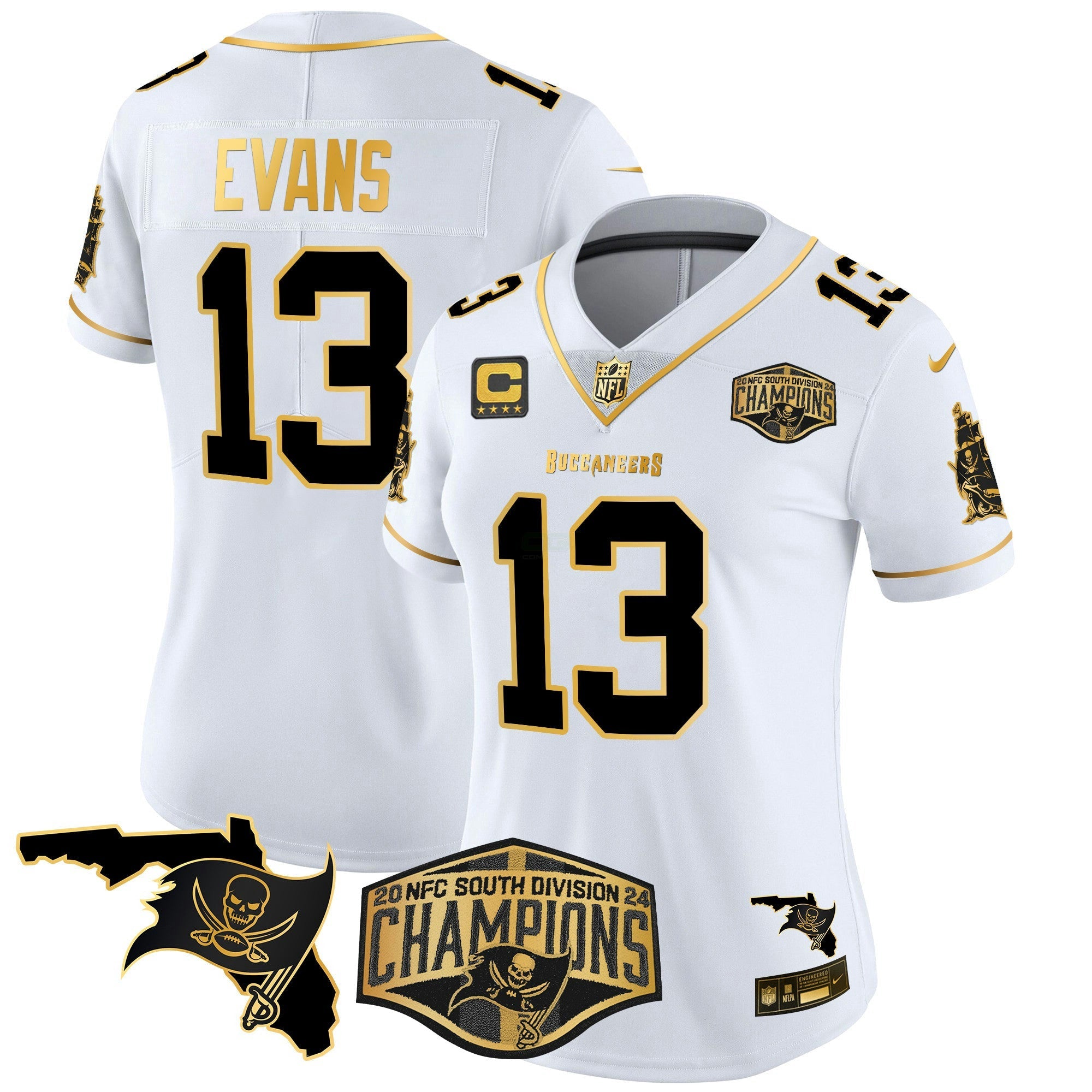 Camisa NFL Women’s 2024 NFC South Division Champions Patch Dourada Vapor Limited Jersey