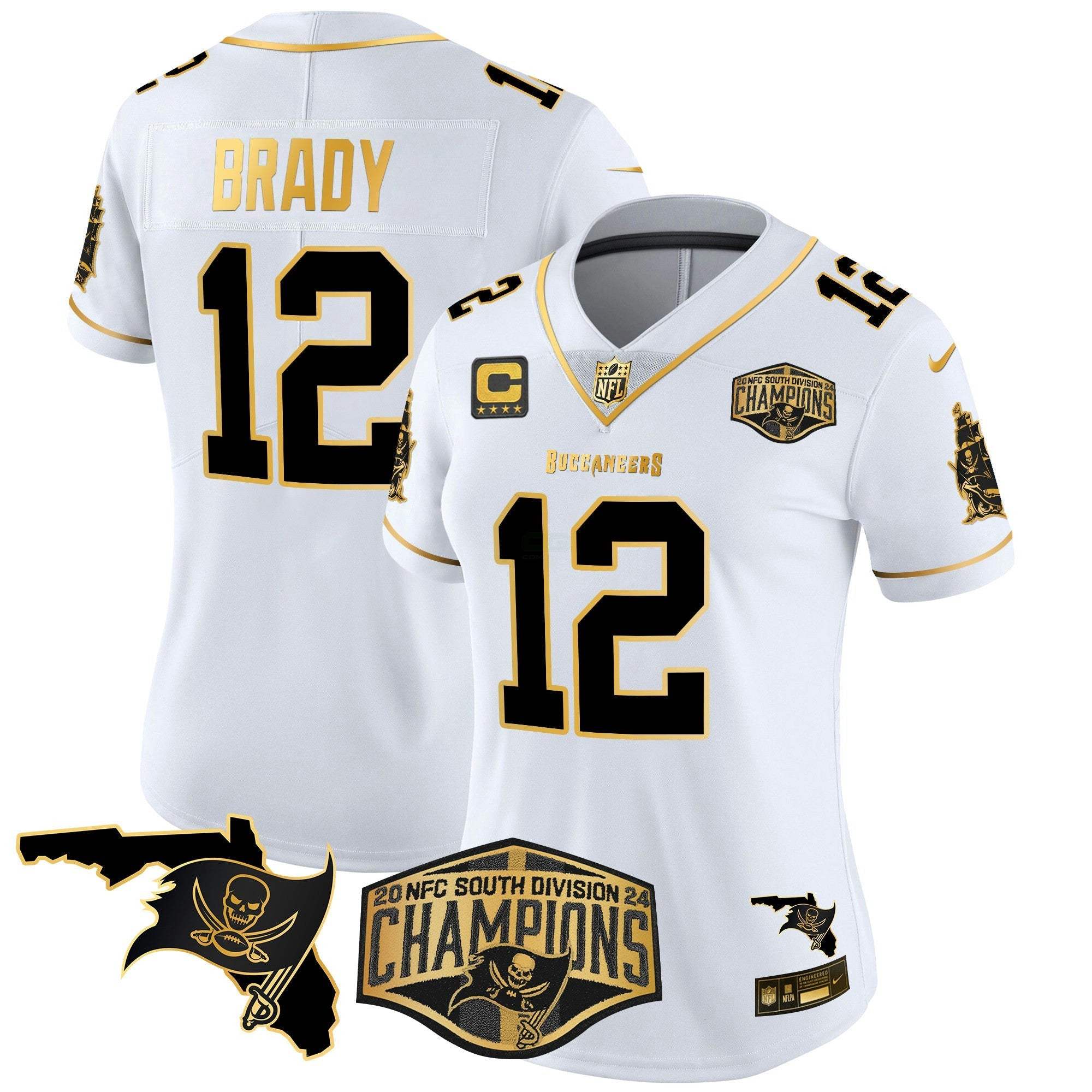 Camisa NFL Women’s 2024 NFC South Division Champions Patch Dourada Vapor Limited Jersey