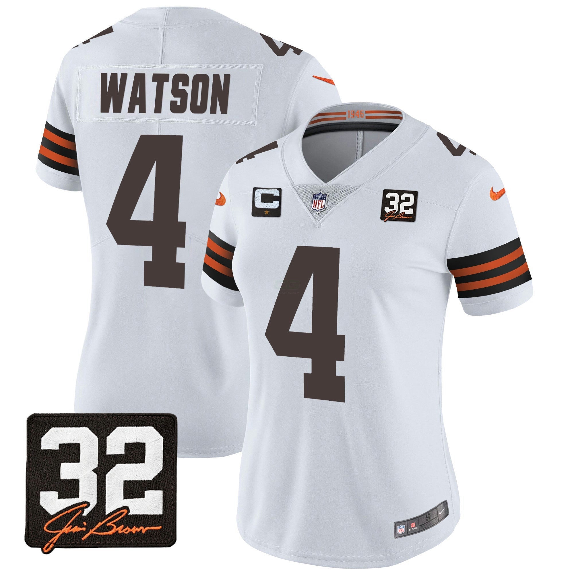 Camisa NFL Women’s #32 Jim Brown Memorial Patch Jersey