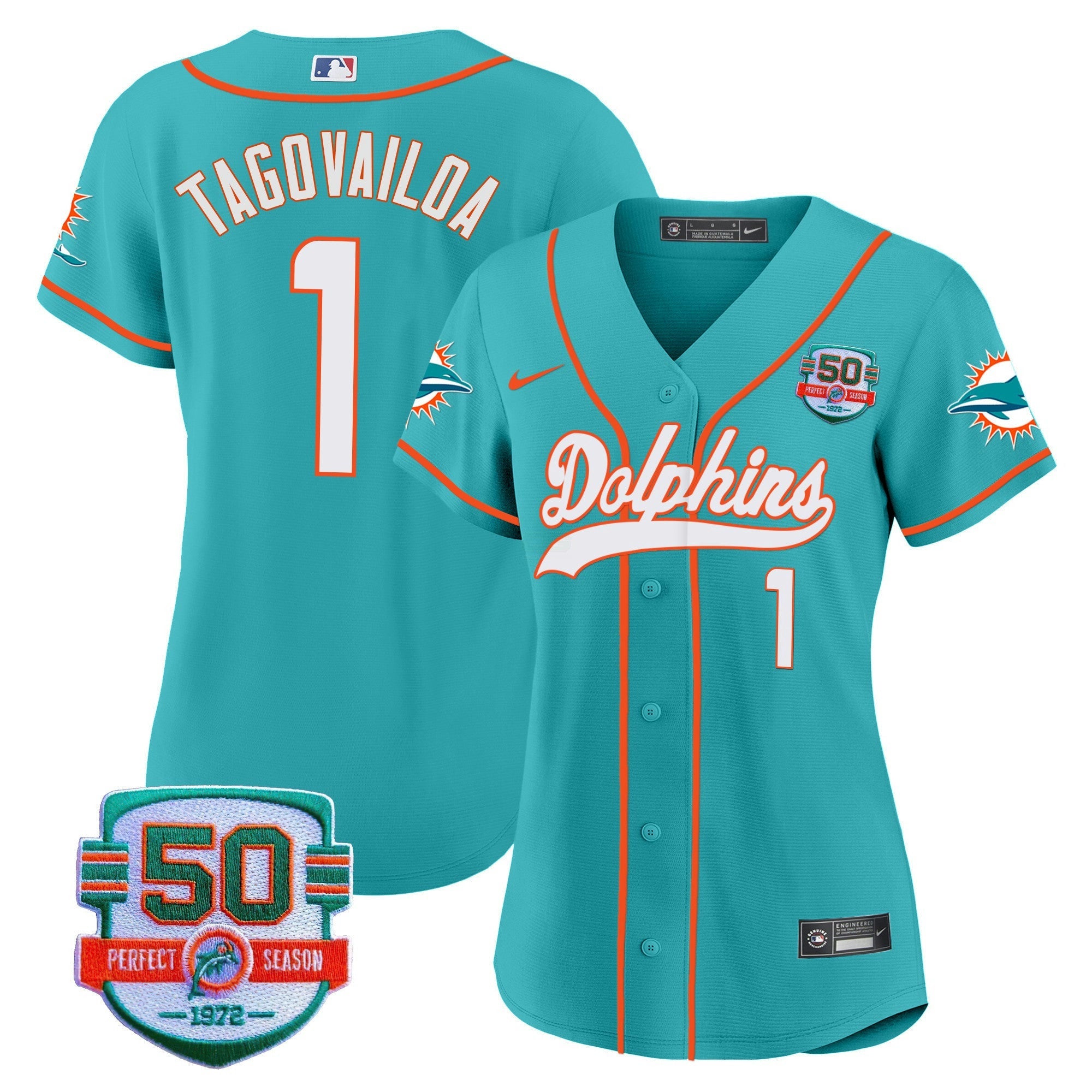 Camisa NFL Women’s 50th 1972 Perfect Season Patch Jersey