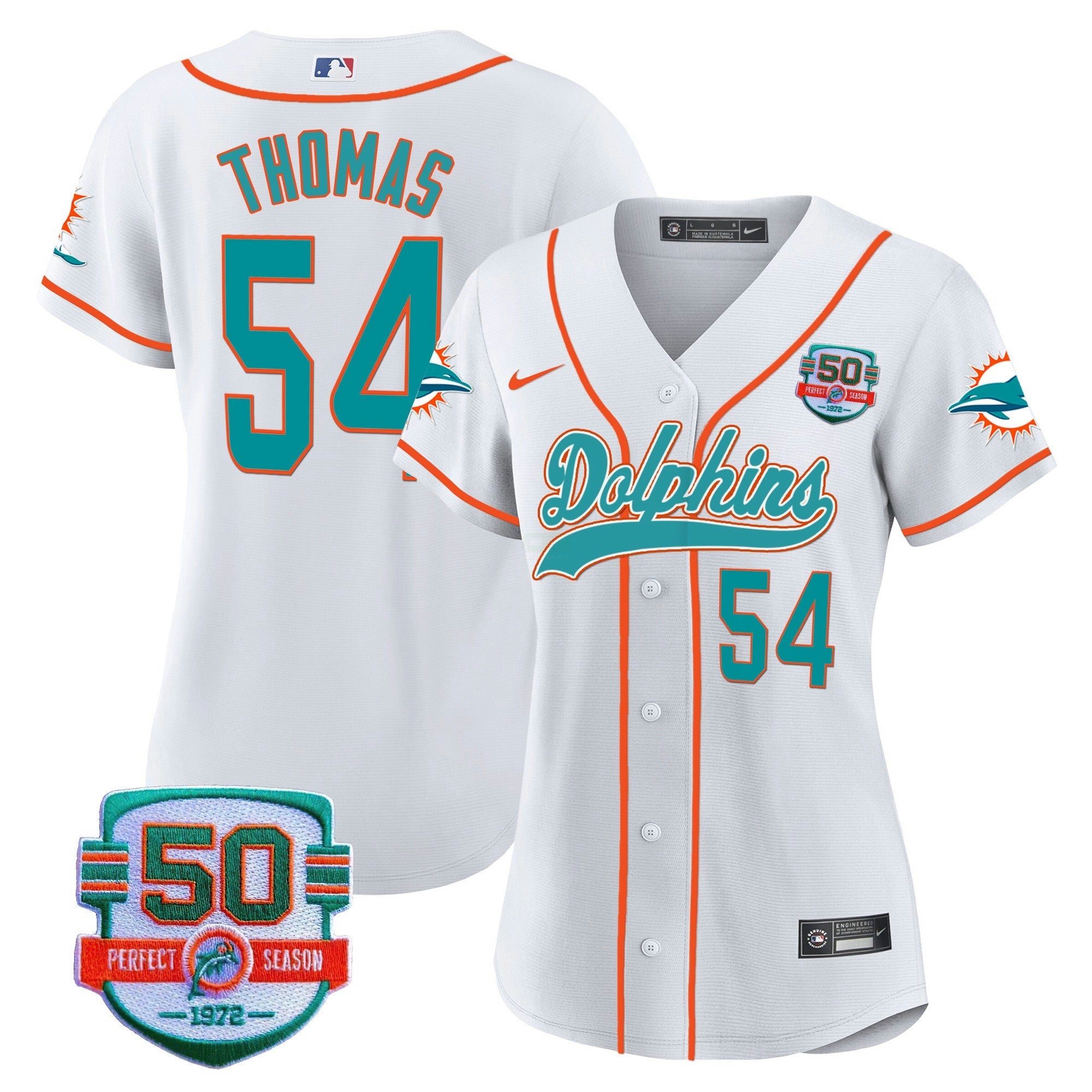 Camisa NFL Women’s 50th 1972 Perfect Season Patch Jersey