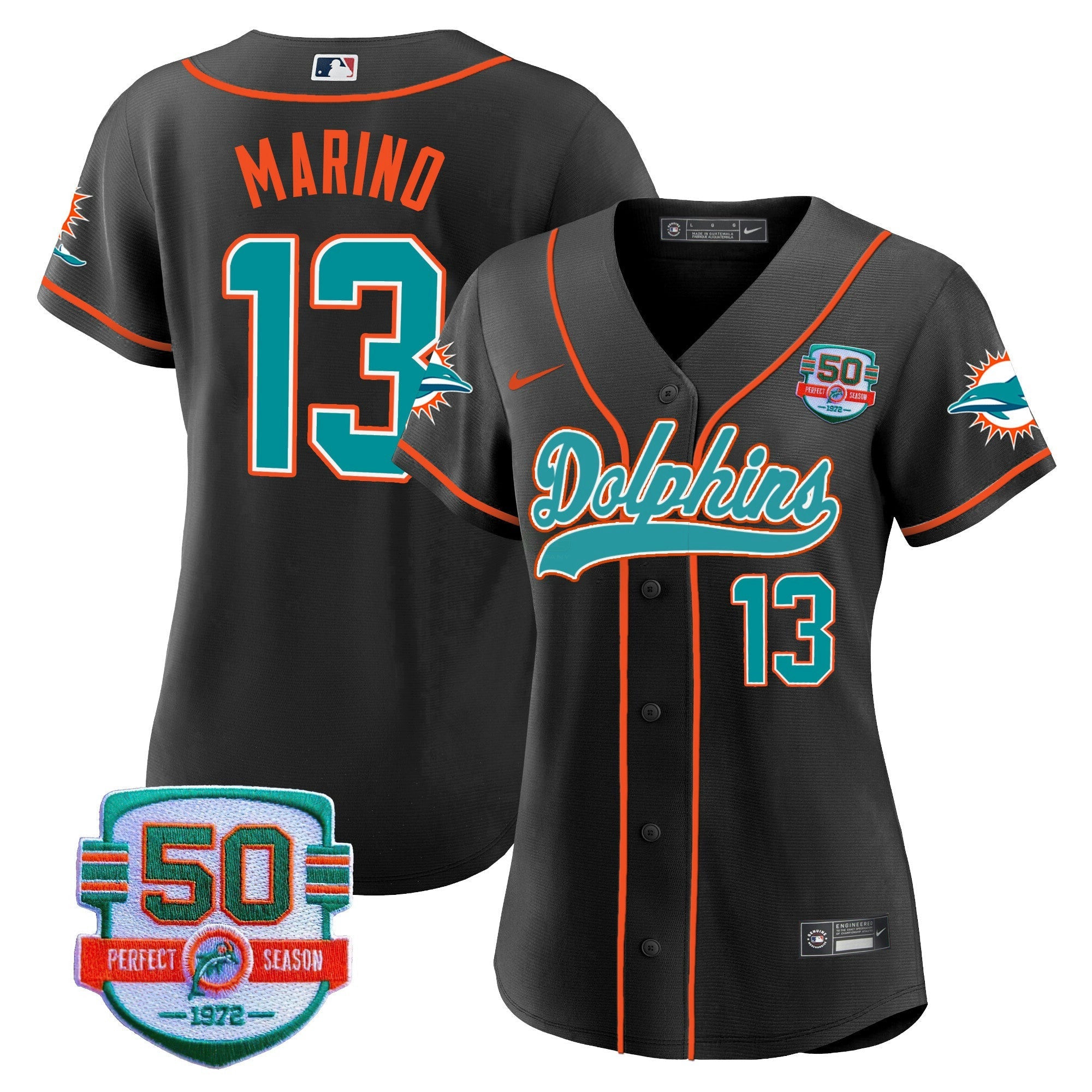 Camisa NFL Women’s 50th 1972 Perfect Season Patch Jersey