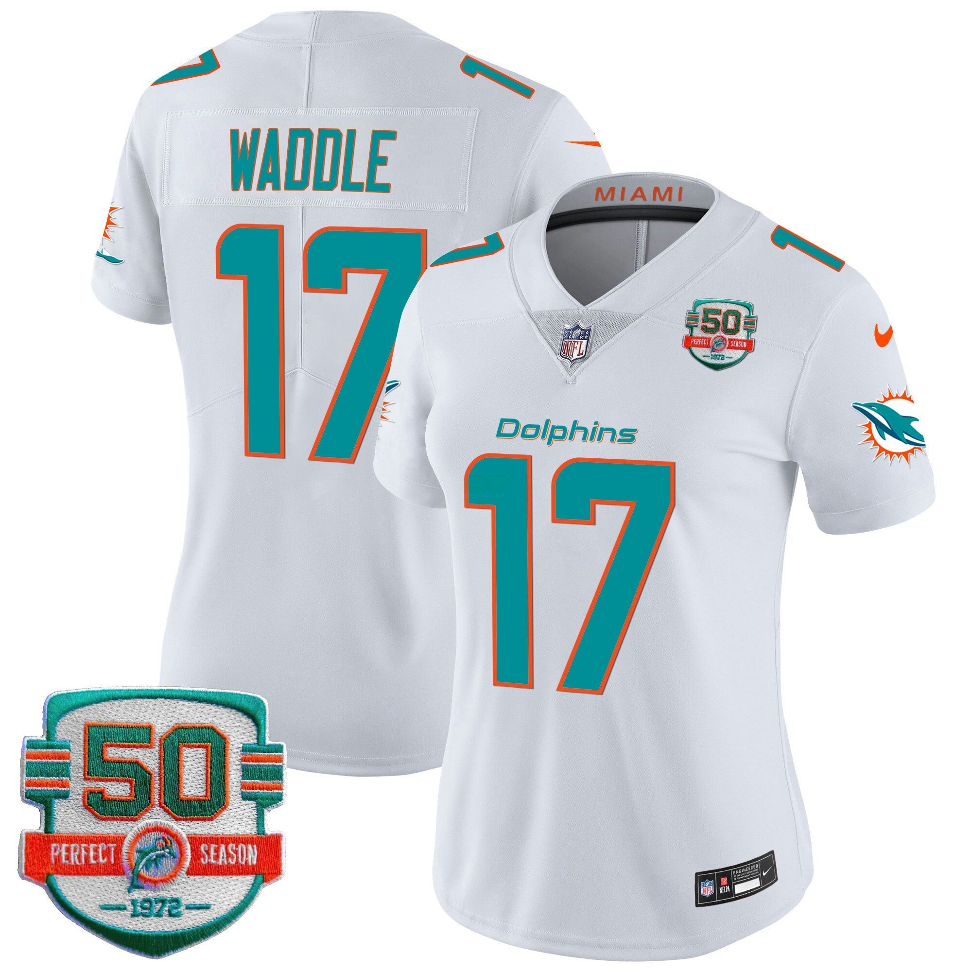 Camisa NFL Women’s 50th 1972 Perfect Season Patch Vapor Jersey