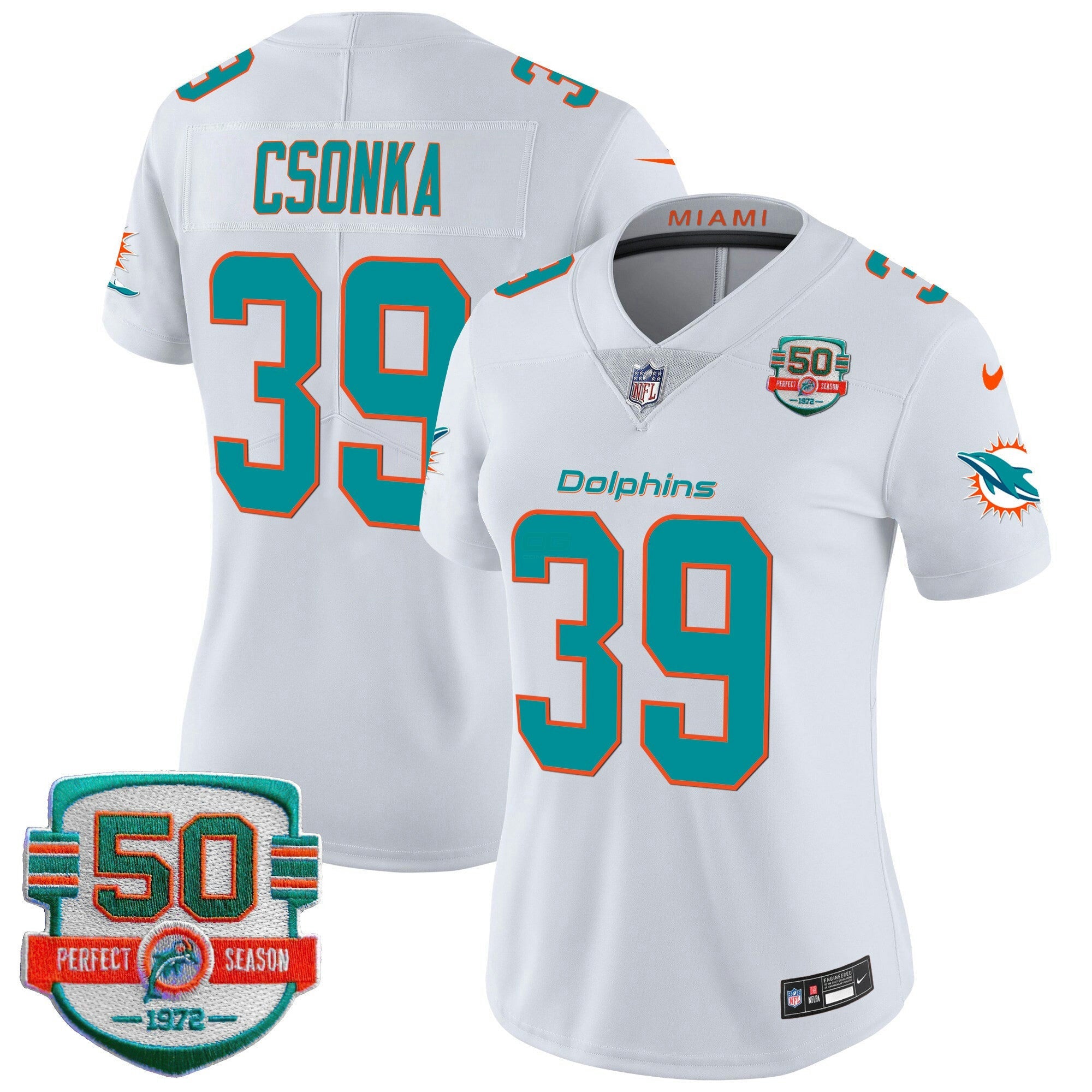 Camisa NFL Women’s 50th 1972 Perfect Season Patch Vapor Jersey
