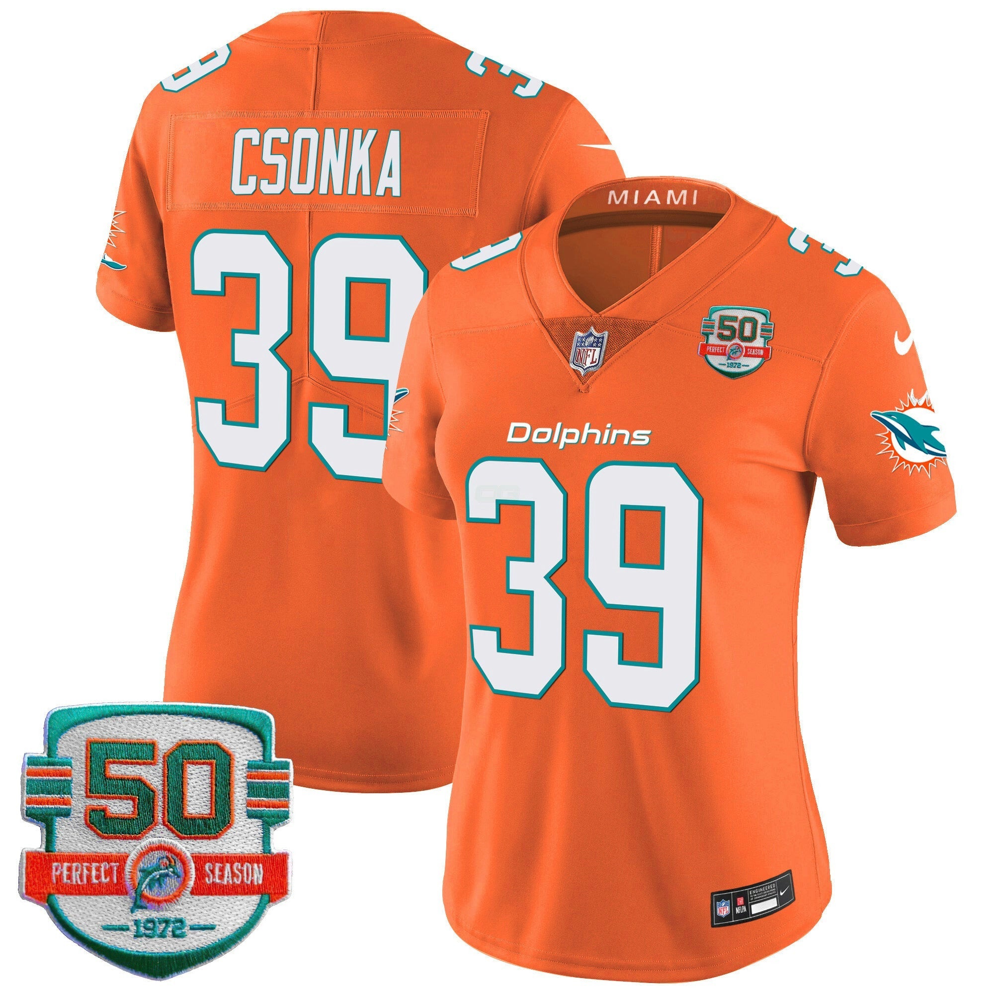 Camisa NFL Women’s 50th 1972 Perfect Season Patch Vapor Jersey