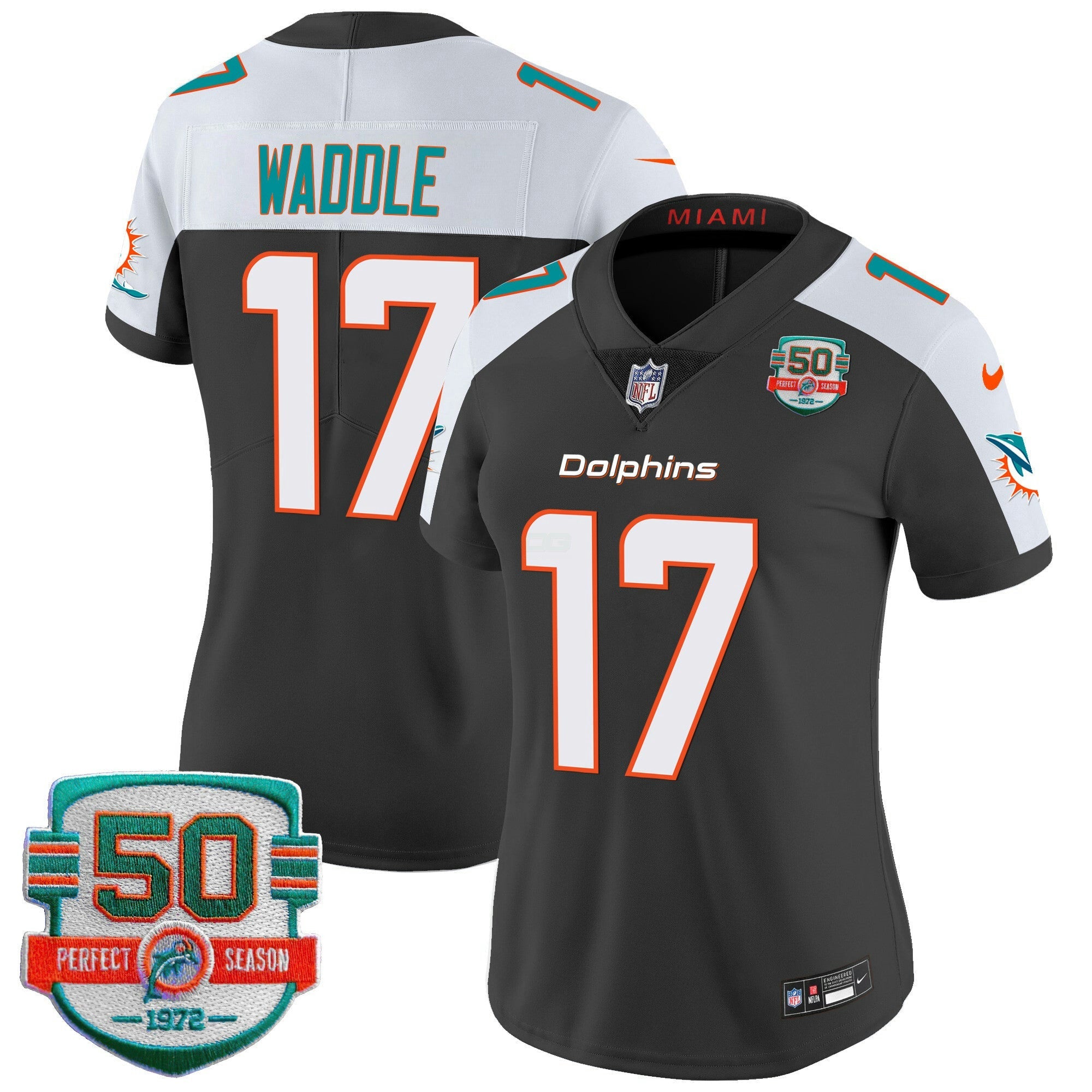Camisa NFL Women’s 50th 1972 Perfect Season Patch Vapor Jersey