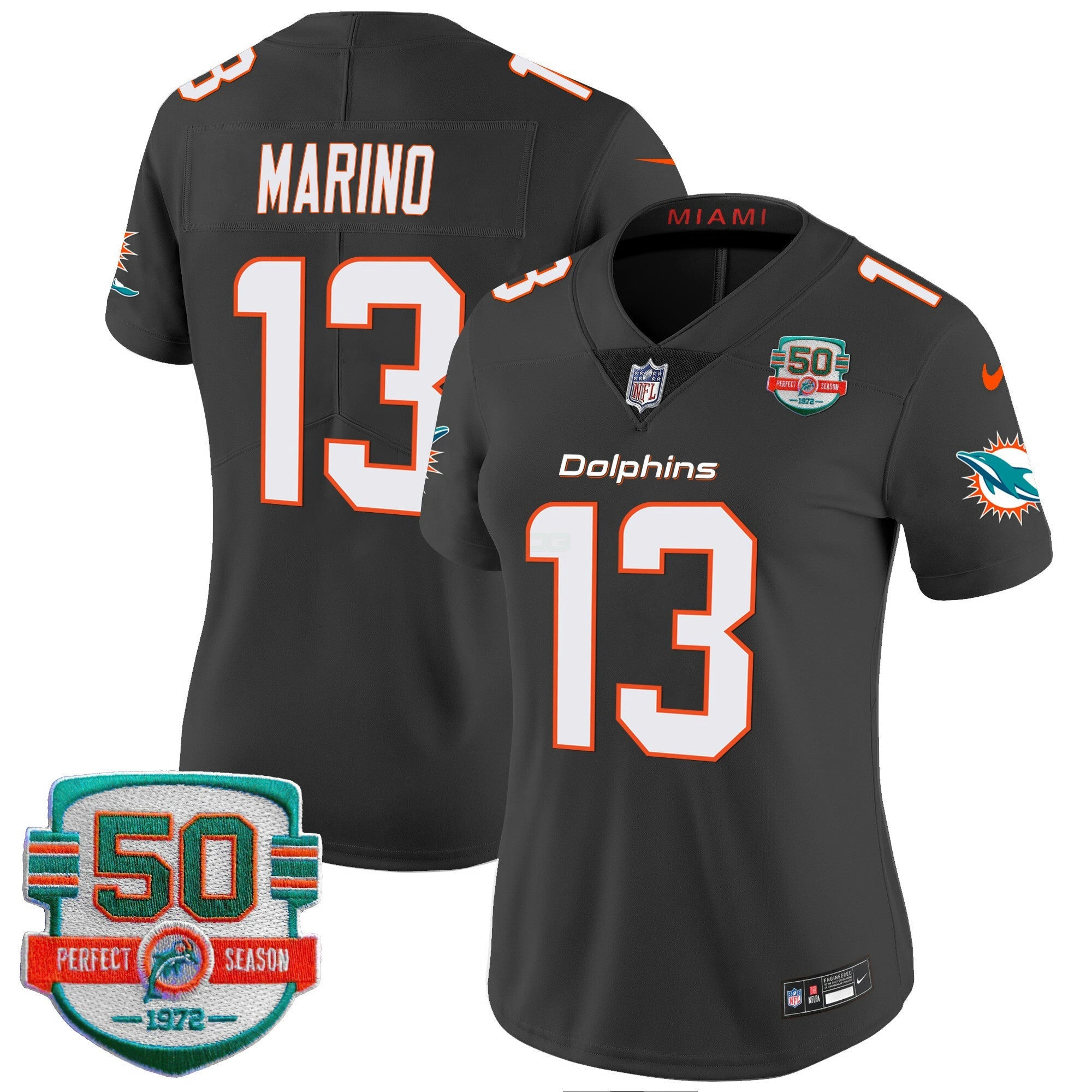 Camisa NFL Women’s 50th 1972 Perfect Season Patch Vapor Jersey
