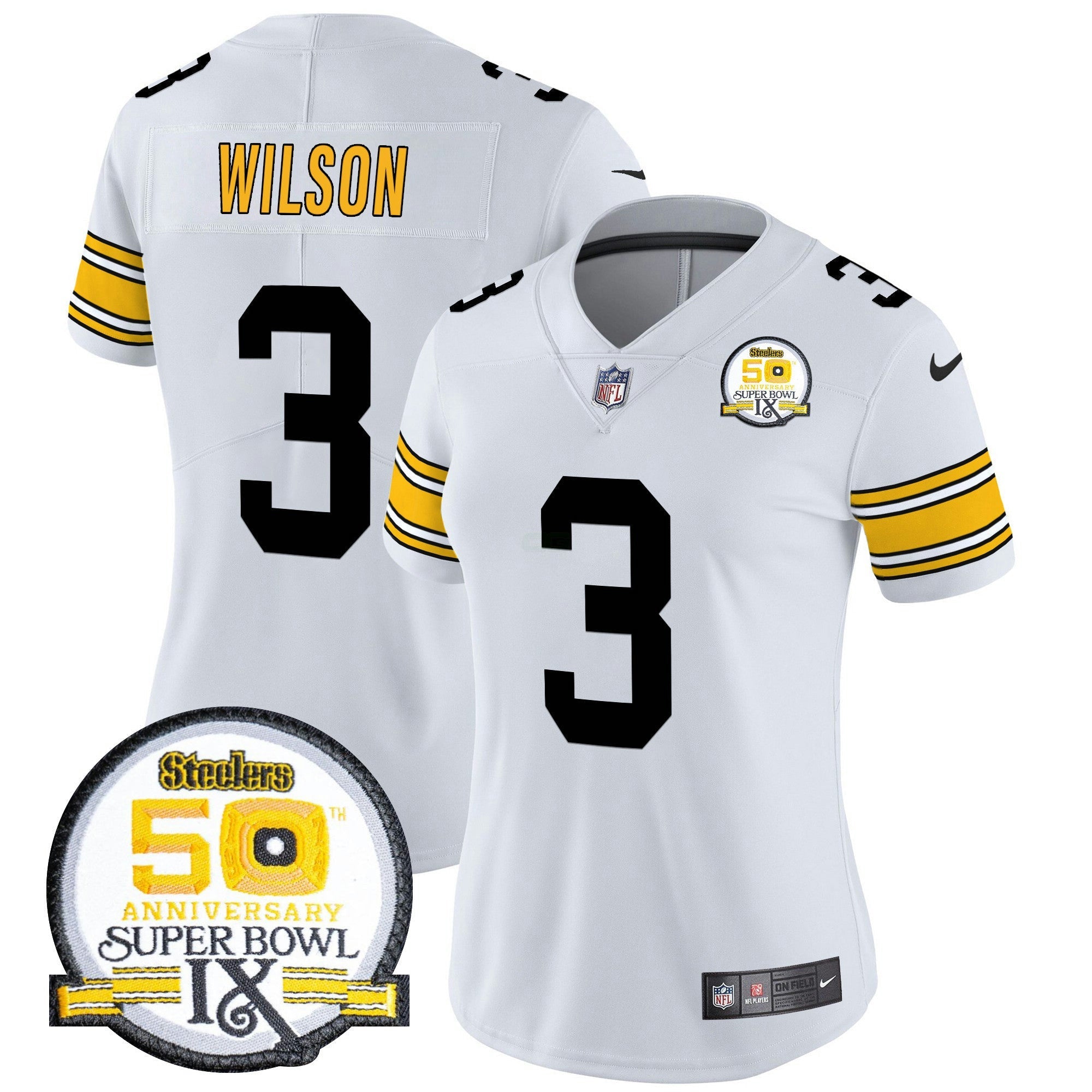 Camisa NFL Women’s 50th Anniversary Of Super Bowl IX Patch Vapor Limited Jersey