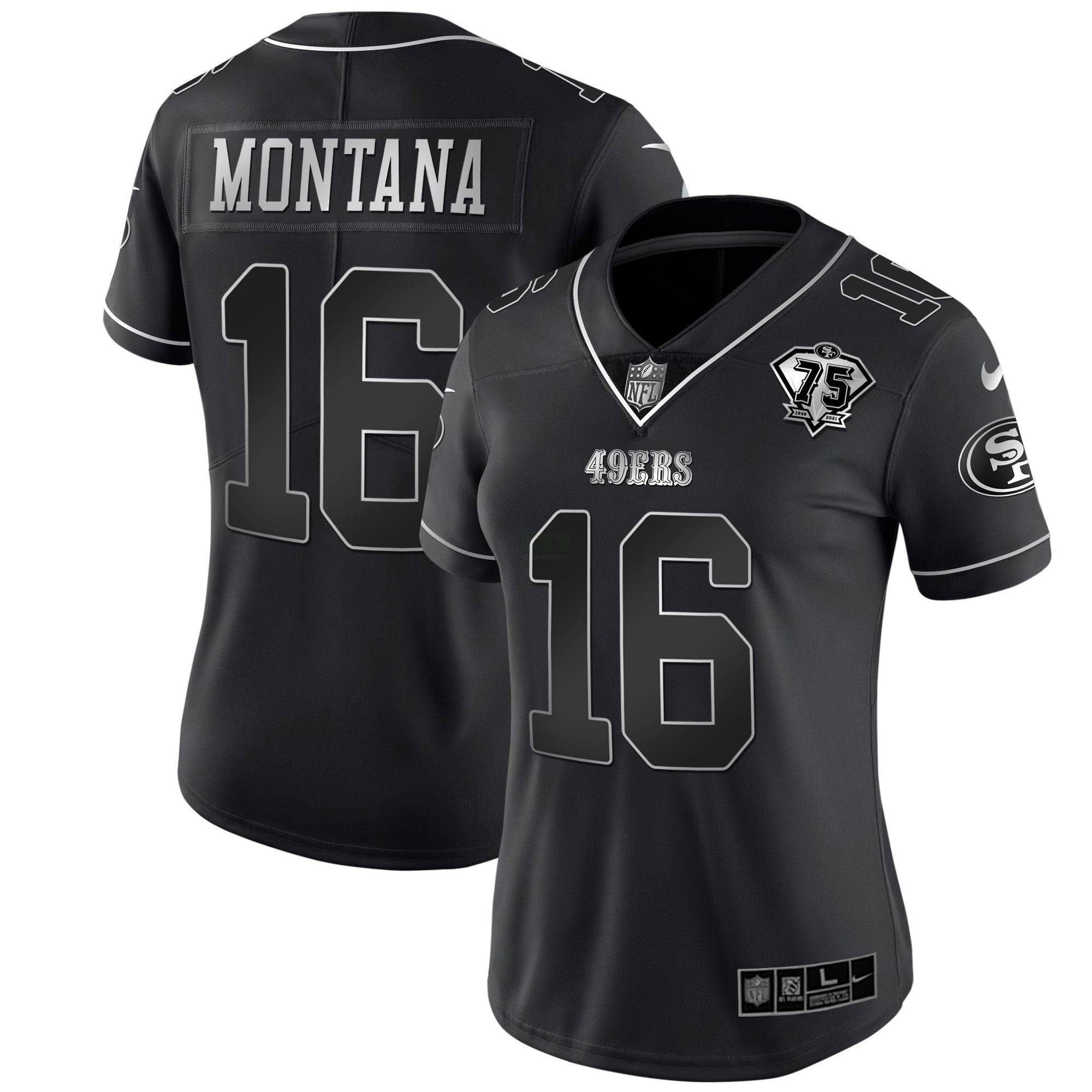Camisa NFL Women’s 75th Anniversary Patch Branca Dourada & Preta Dourada