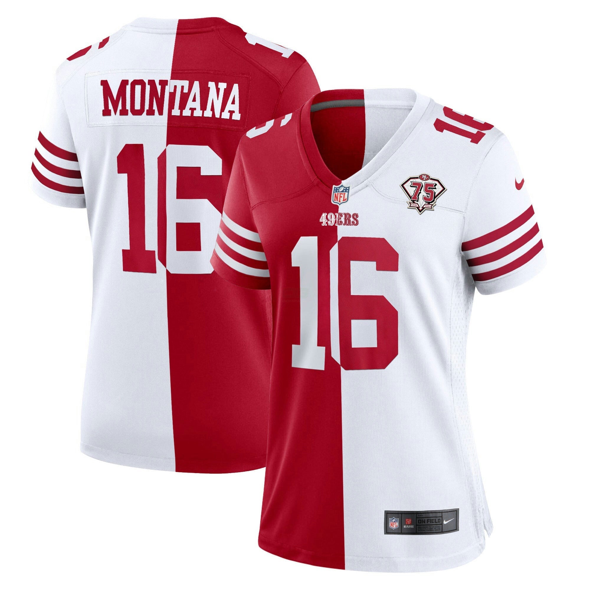 Camisa NFL Women’s 75th Anniversary Patch Branca Dourada & Preta Dourada