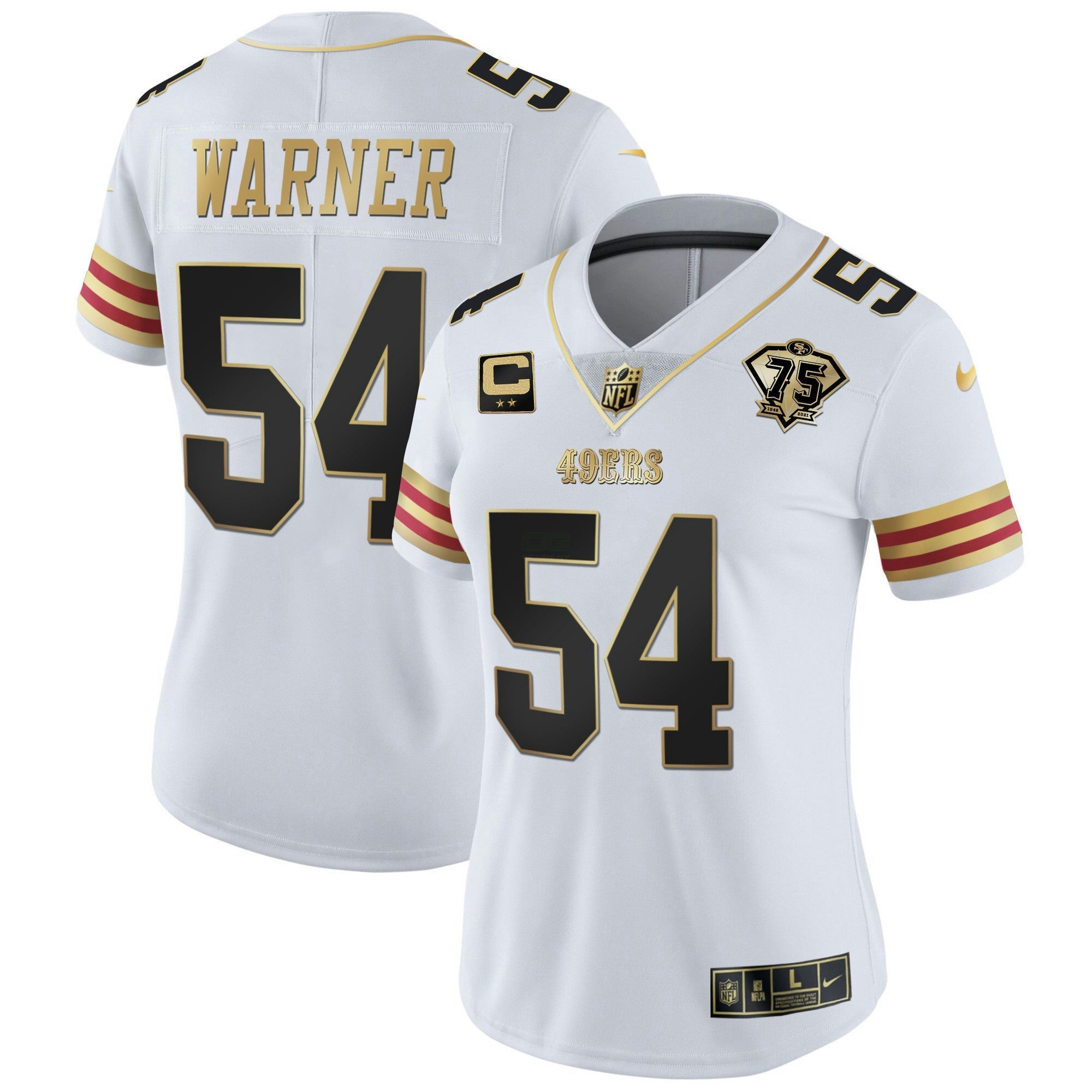 Camisa NFL Women’s 75th Anniversary Patch Vapor Dourada Jersey V2