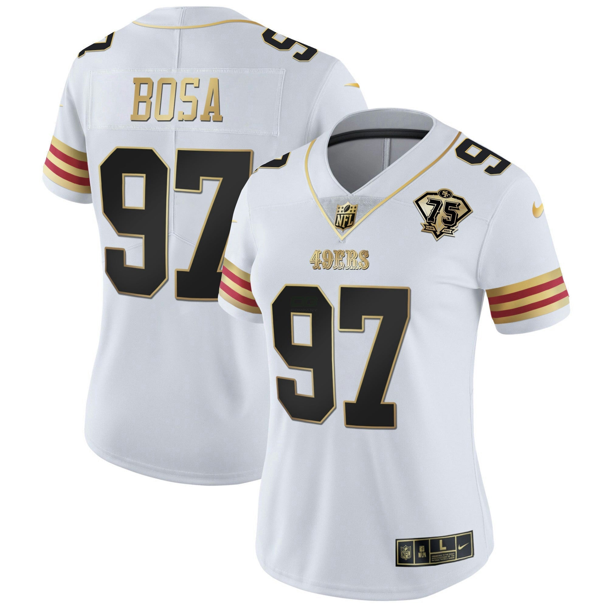 Camisa NFL Women’s 75th Anniversary Patch Vapor Dourada Jersey V2