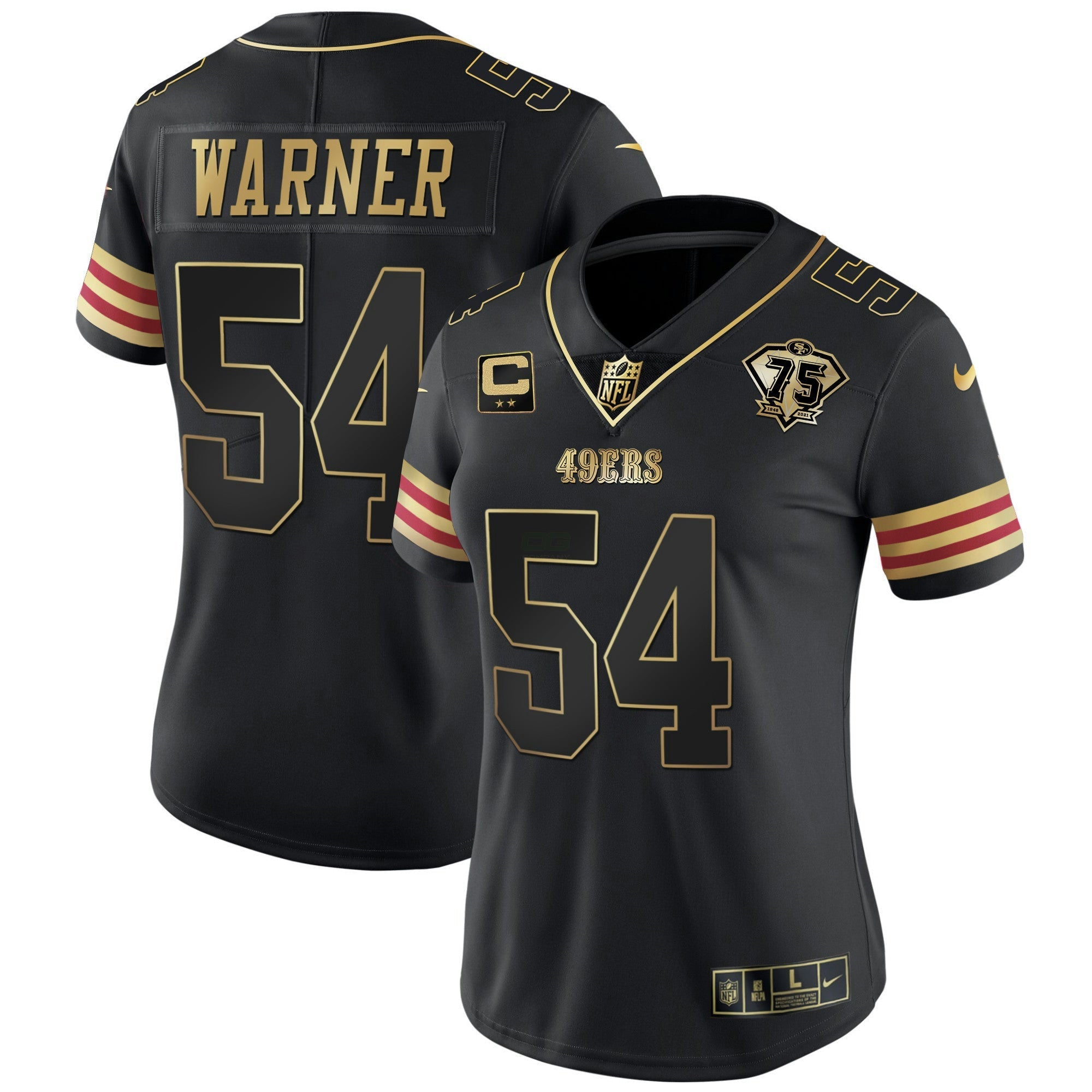 Camisa NFL Women’s 75th Anniversary Patch Vapor Dourada Jersey V2