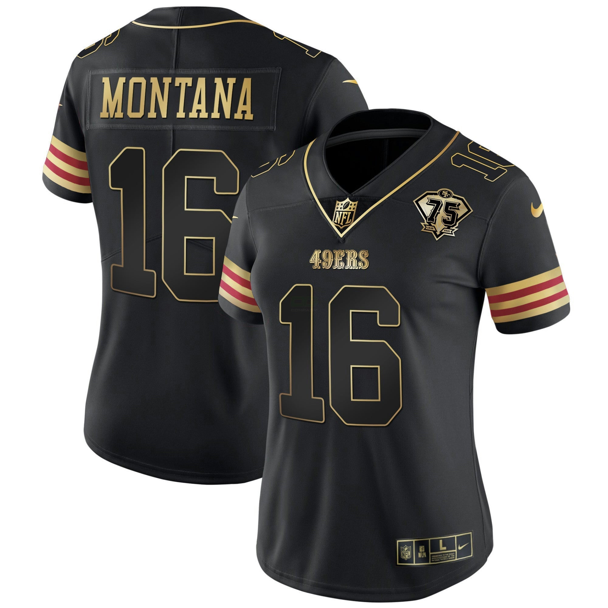 Camisa NFL Women’s 75th Anniversary Patch Vapor Dourada Jersey V2