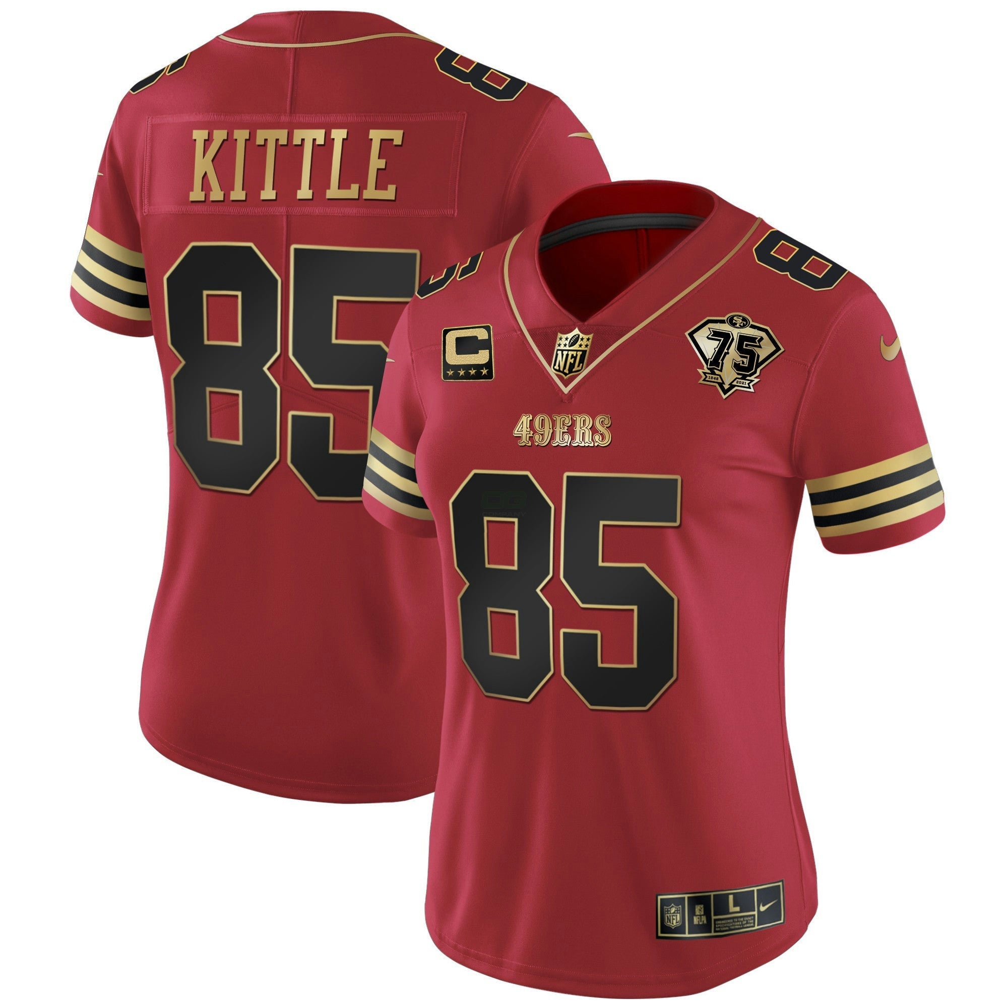 Camisa NFL Women’s 75th Anniversary Patch Vapor Dourada Jersey V2
