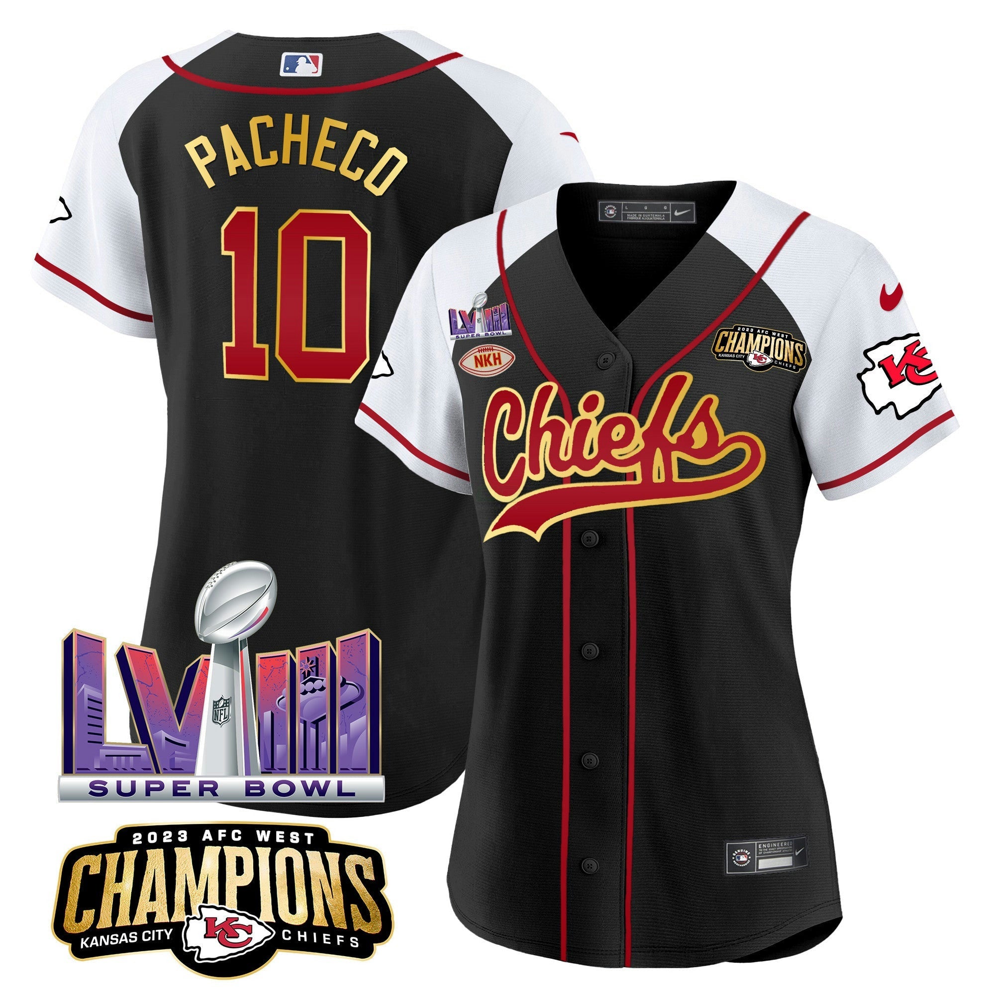 Camisa NFL Women’s AFC West Champions & Super Bowl LVIII Patch Jersey