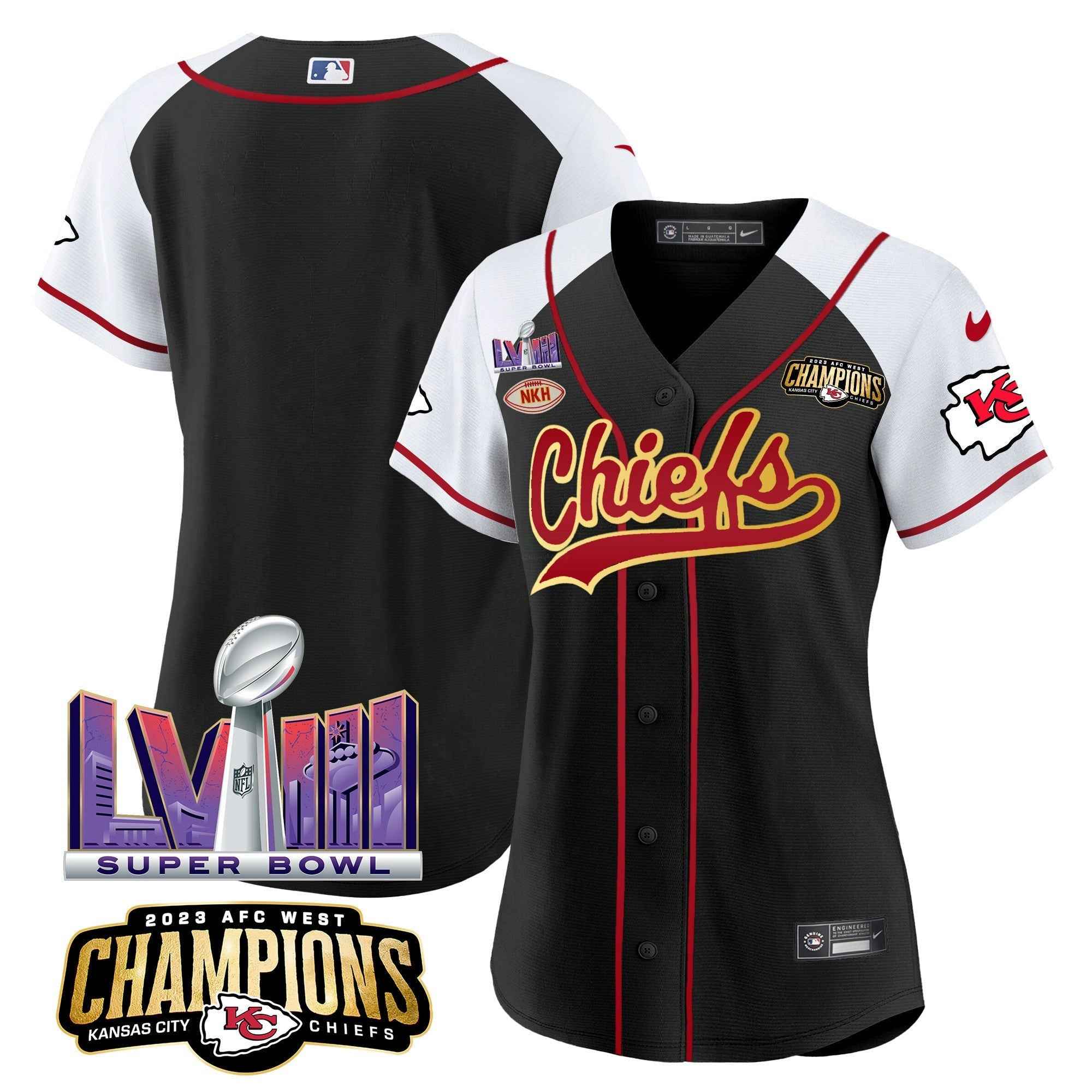 Camisa NFL Women’s AFC West Champions & Super Bowl LVIII Patch Jersey