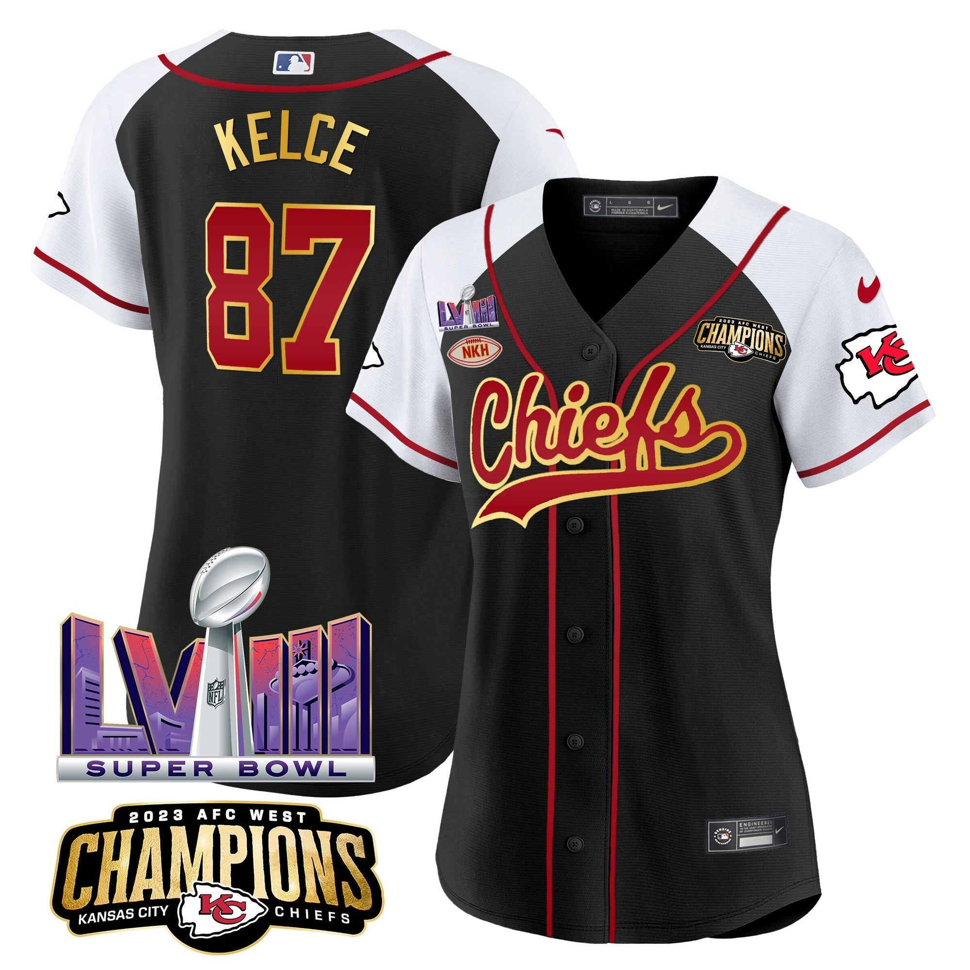 Camisa NFL Women’s AFC West Champions & Super Bowl LVIII Patch Jersey