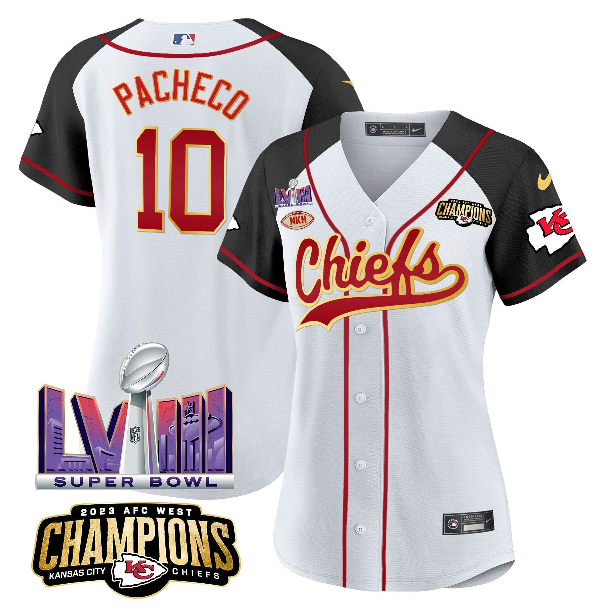 Camisa NFL Women’s AFC West Champions & Super Bowl LVIII Patch Jersey
