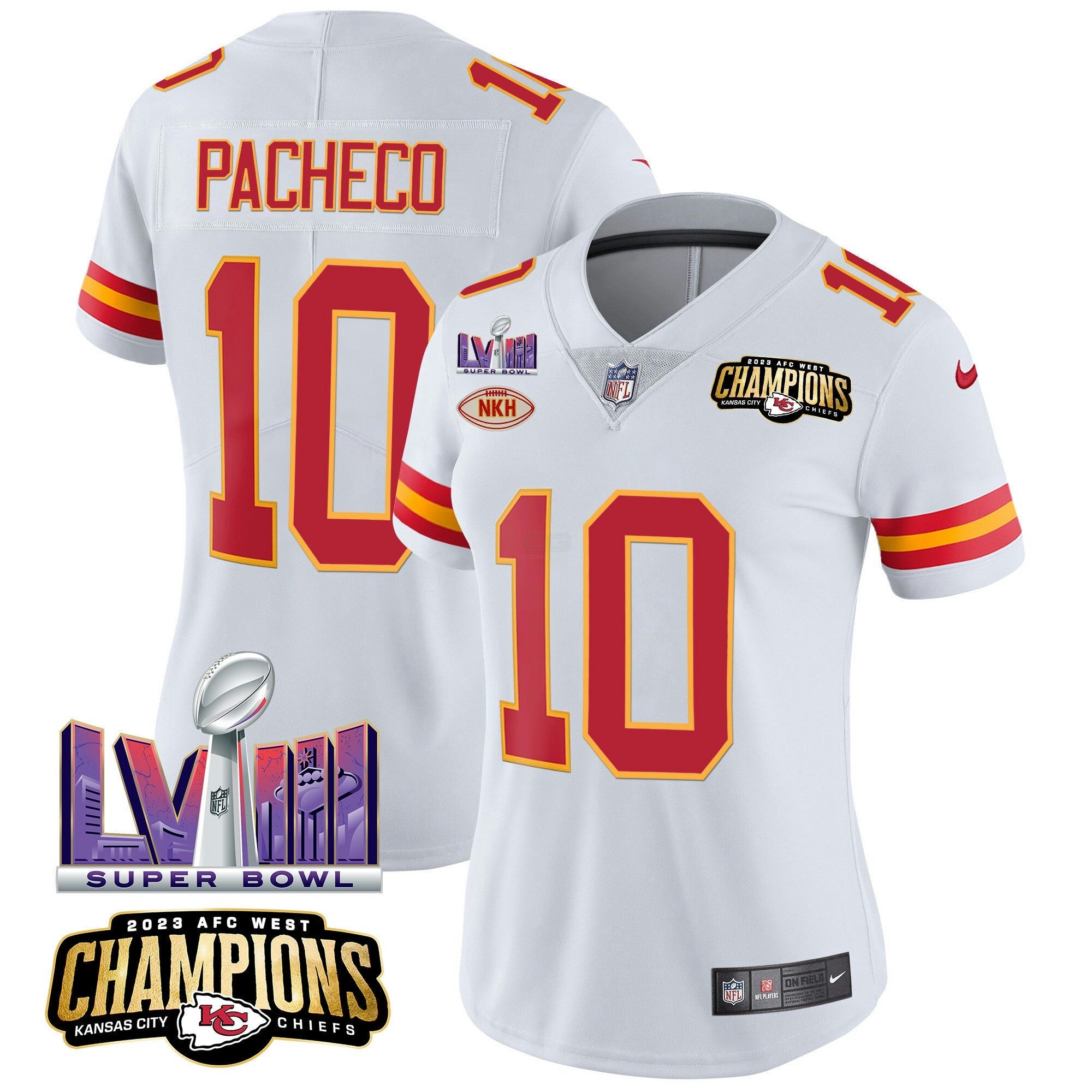 Camisa NFL Women’s AFC West Champions & Super Bowl LVIII Patch Vapor Jersey