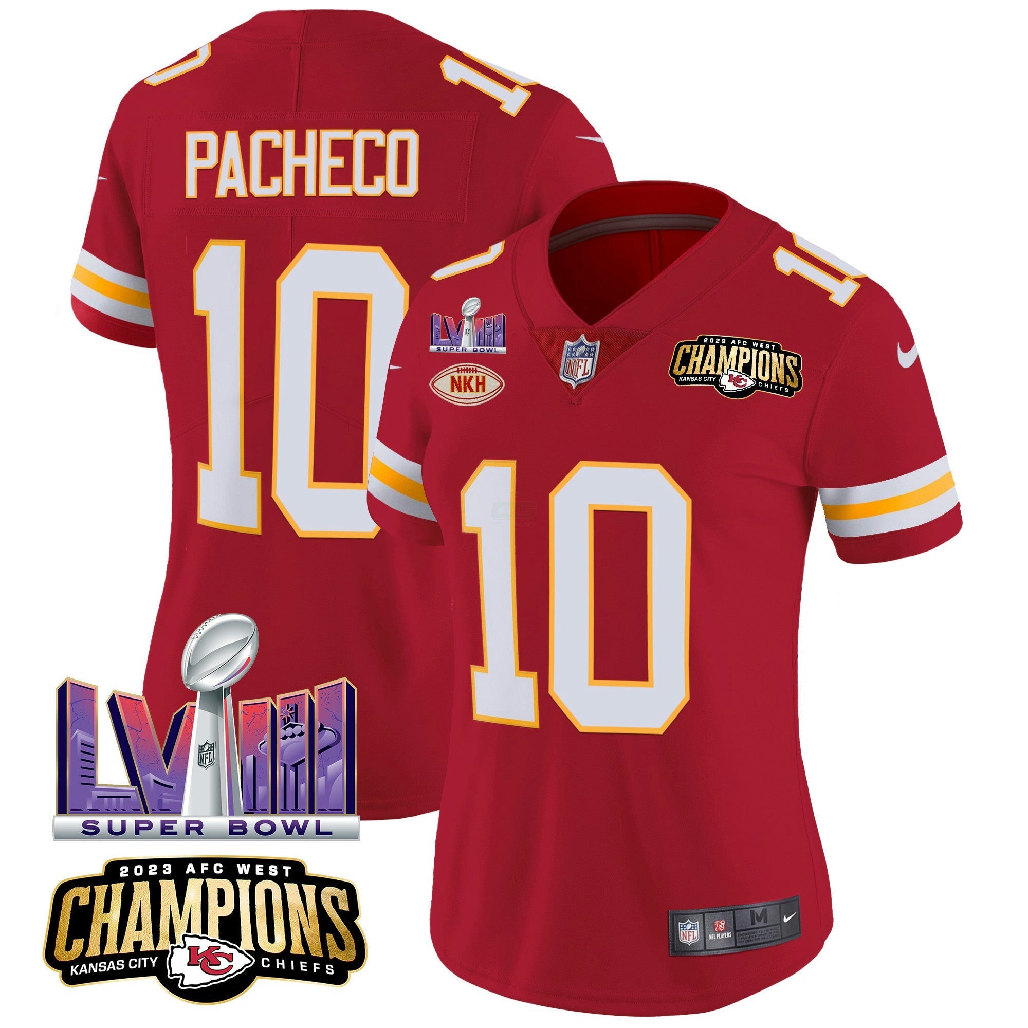 Camisa NFL Women’s AFC West Champions & Super Bowl LVIII Patch Vapor Jersey