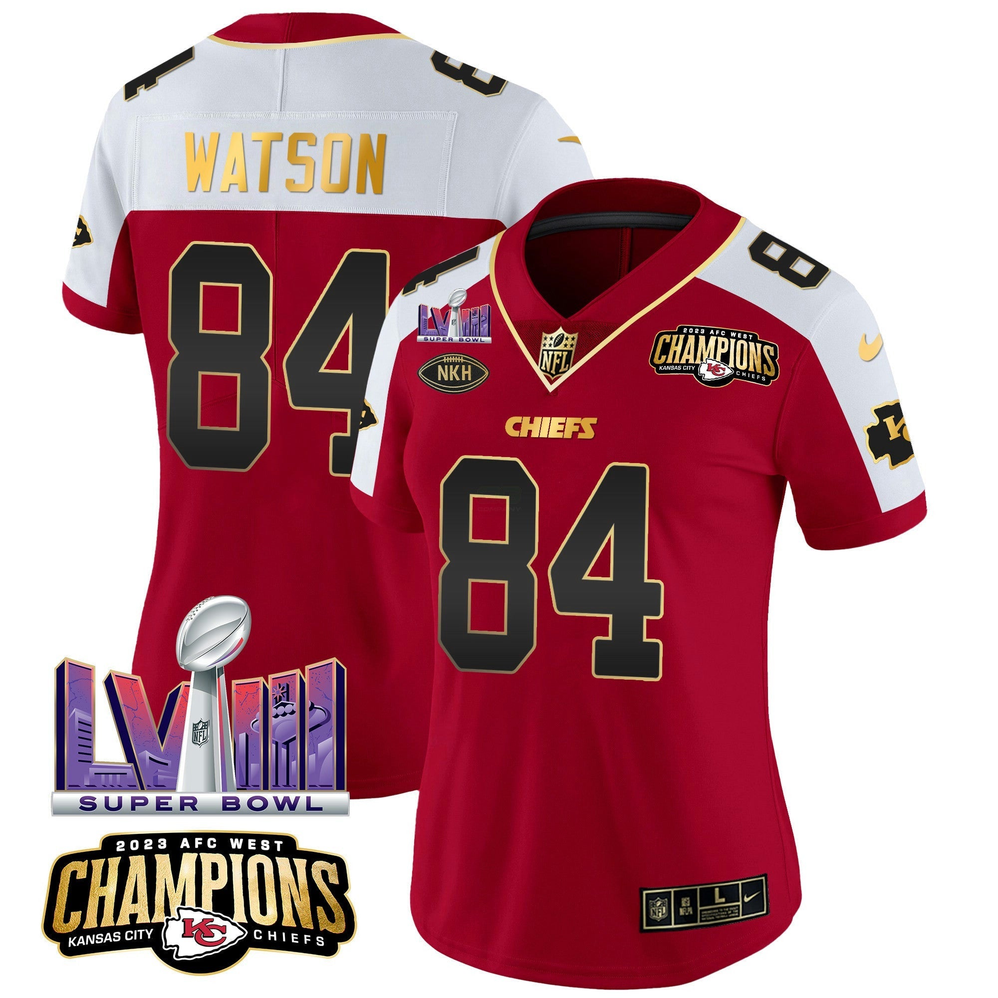 Camisa NFL Women’s AFC West Champions & Super Bowl LVIII Patch Vapor Jersey