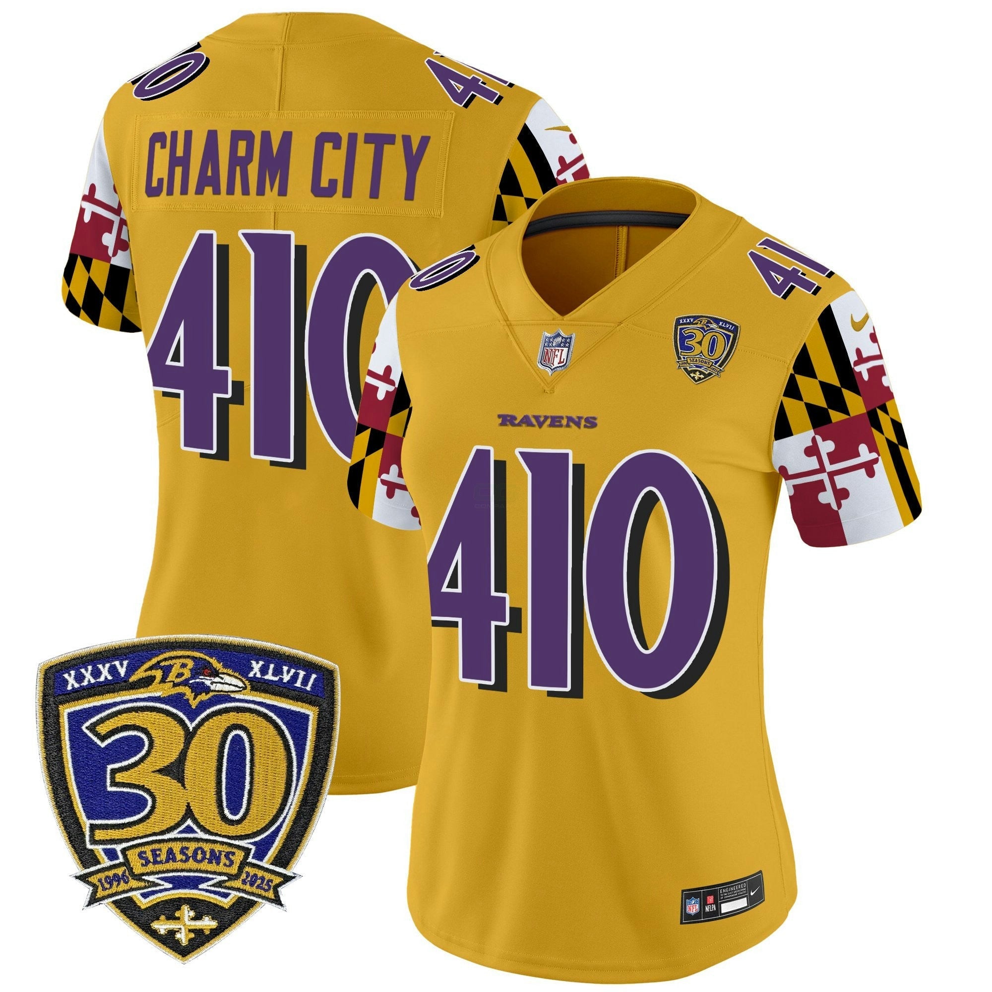 Camisa NFL Women’s Baltimore ‘Maryland Flag Edition’ Vapor Limited Jersey – 30th Anniversary Patch