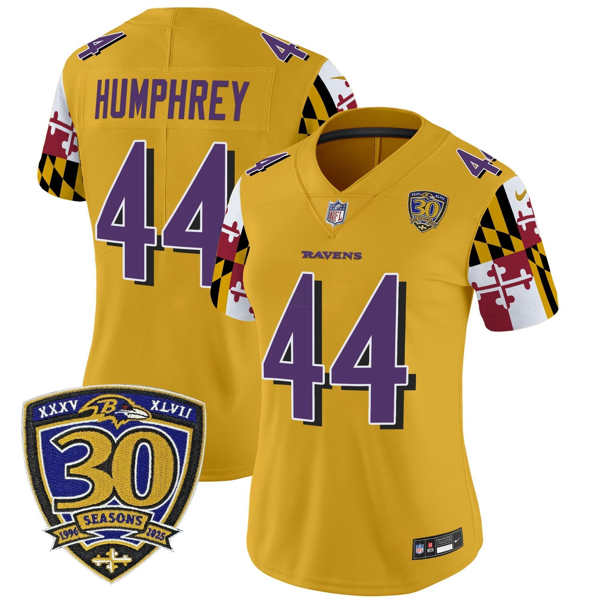 Camisa NFL Women’s Baltimore ‘Maryland Flag Edition’ Vapor Limited Jersey – 30th Anniversary Patch