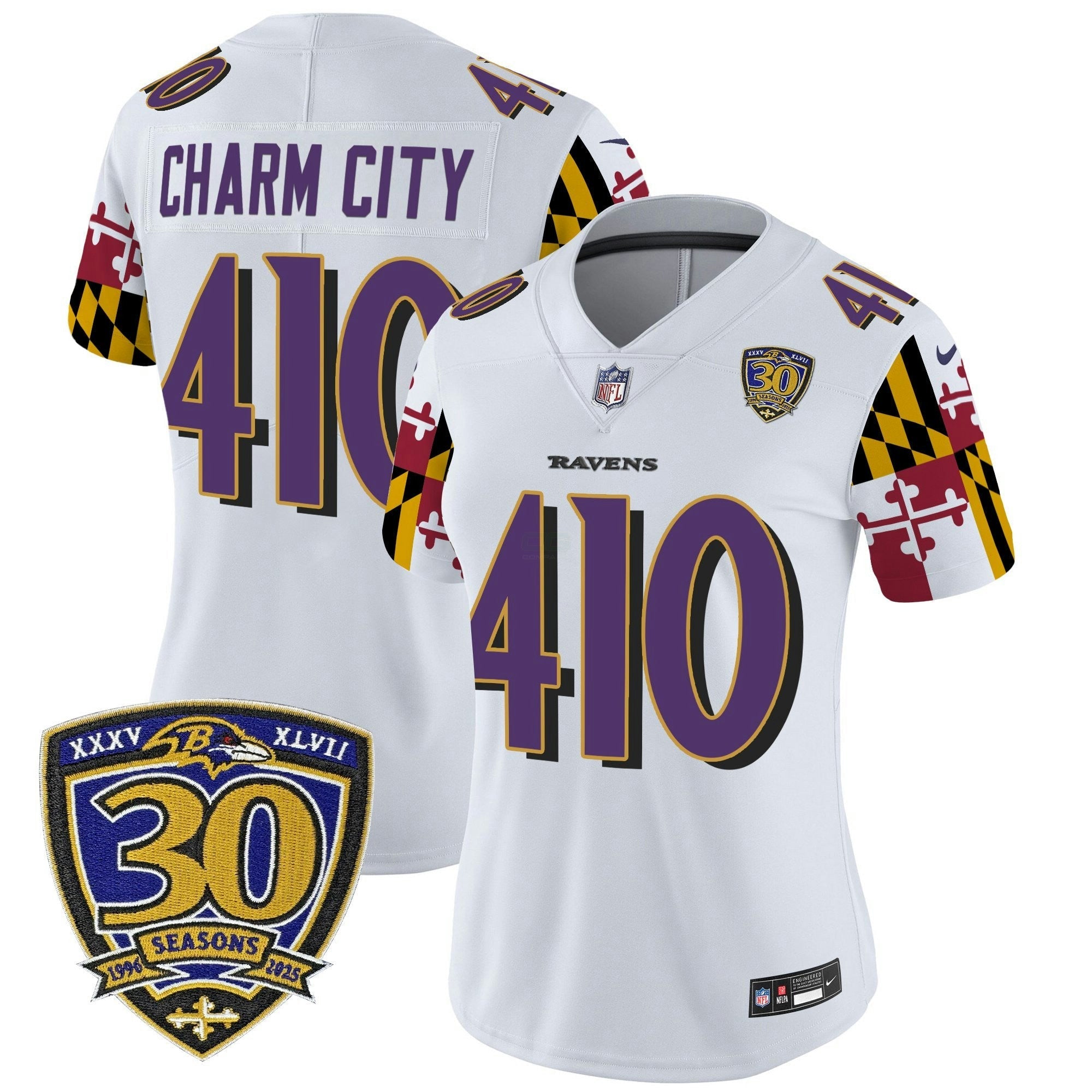 Camisa NFL Women’s Baltimore ‘Maryland Flag Edition’ Vapor Limited Jersey – 30th Anniversary Patch