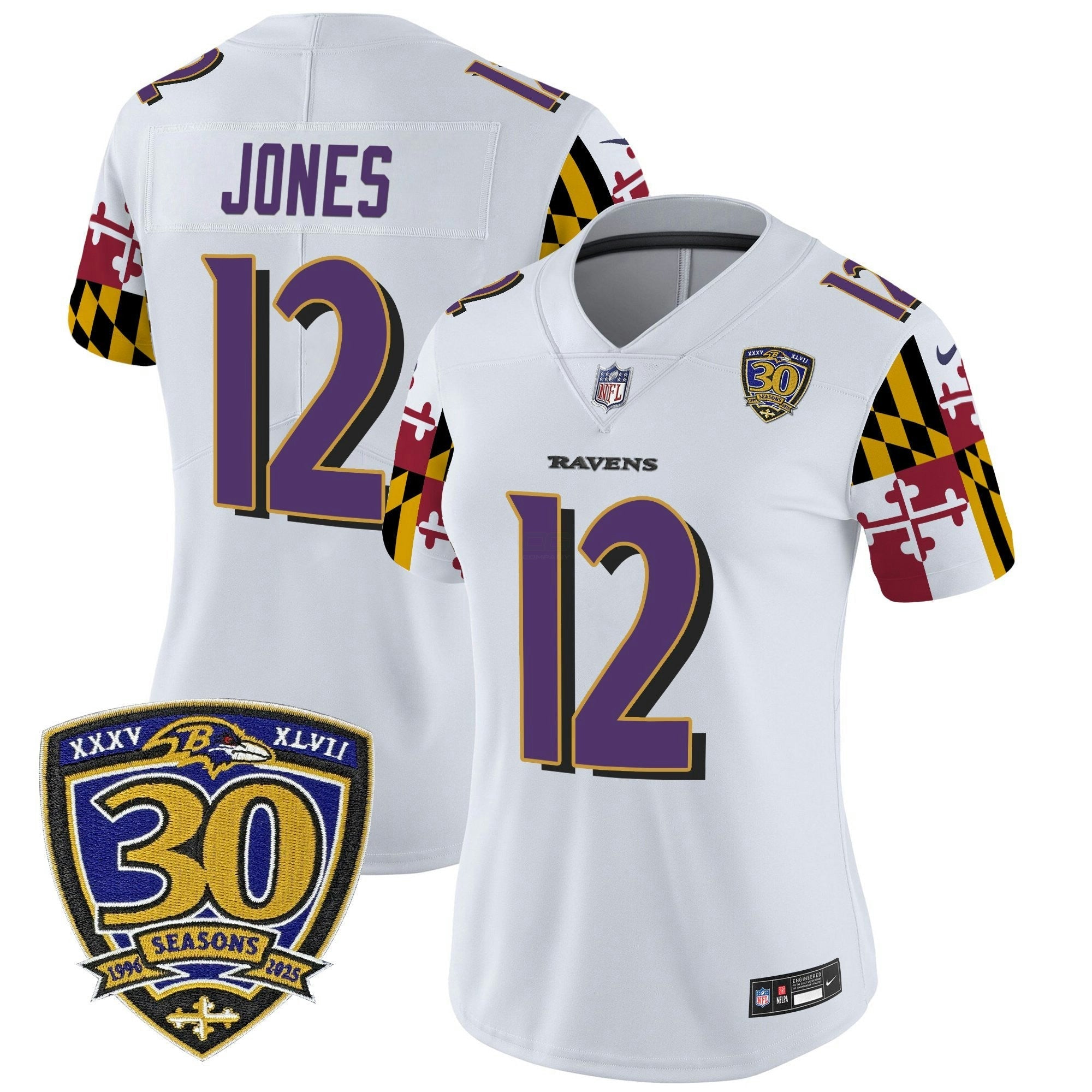Camisa NFL Women’s Baltimore ‘Maryland Flag Edition’ Vapor Limited Jersey – 30th Anniversary Patch