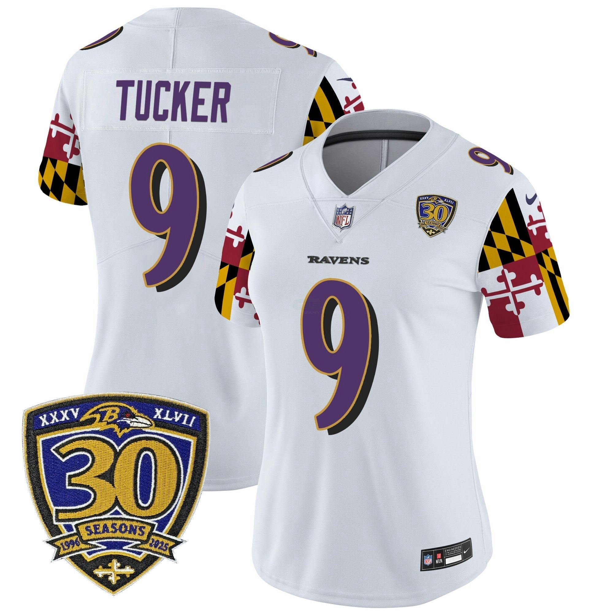 Camisa NFL Women’s Baltimore ‘Maryland Flag Edition’ Vapor Limited Jersey – 30th Anniversary Patch