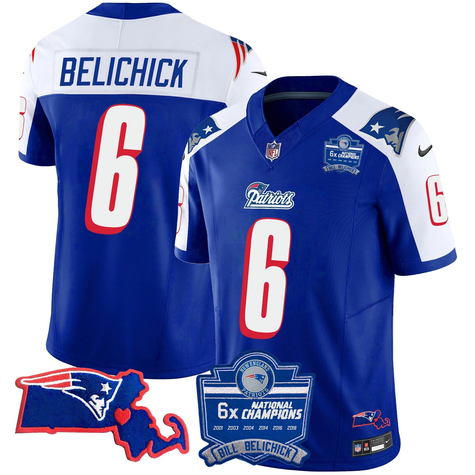 Camisa NFL Women’s Bill Belichick 6x Champions Patch Vapor Jersey