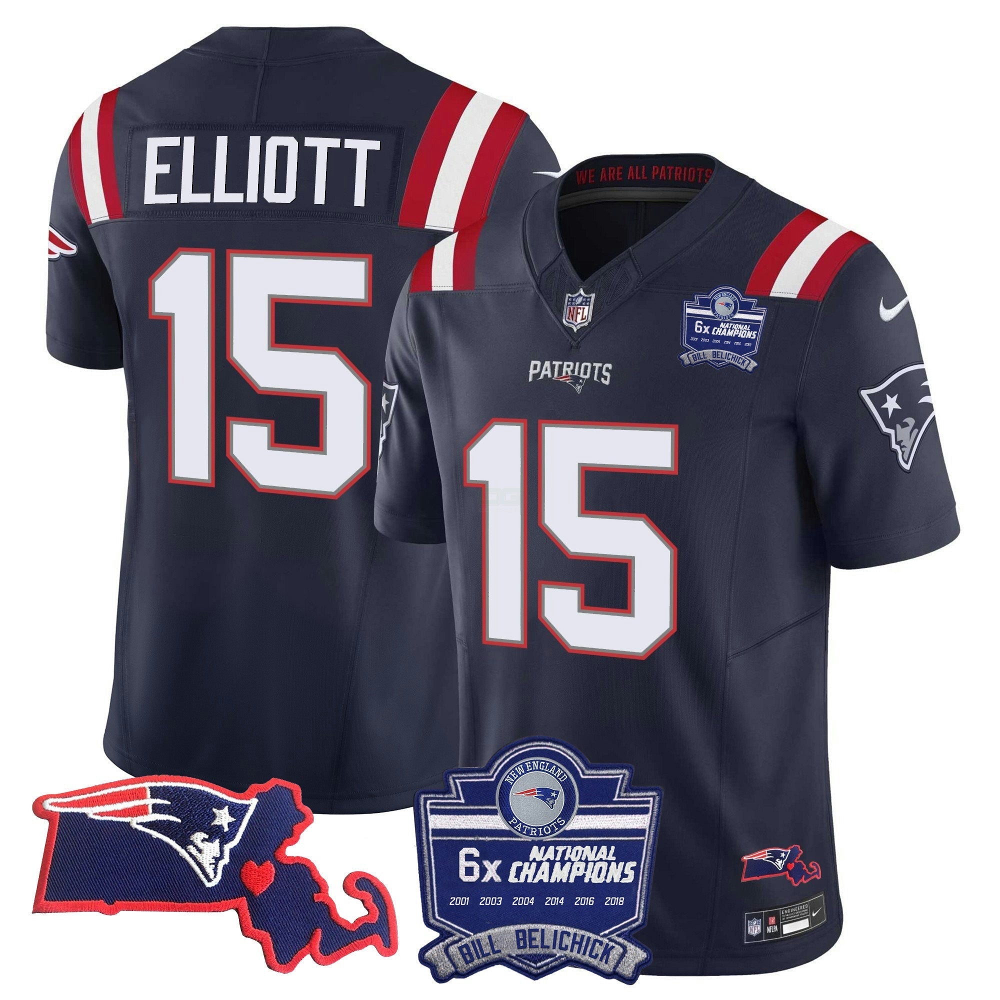 Camisa NFL Women’s Bill Belichick 6x Champions Patch Vapor Jersey