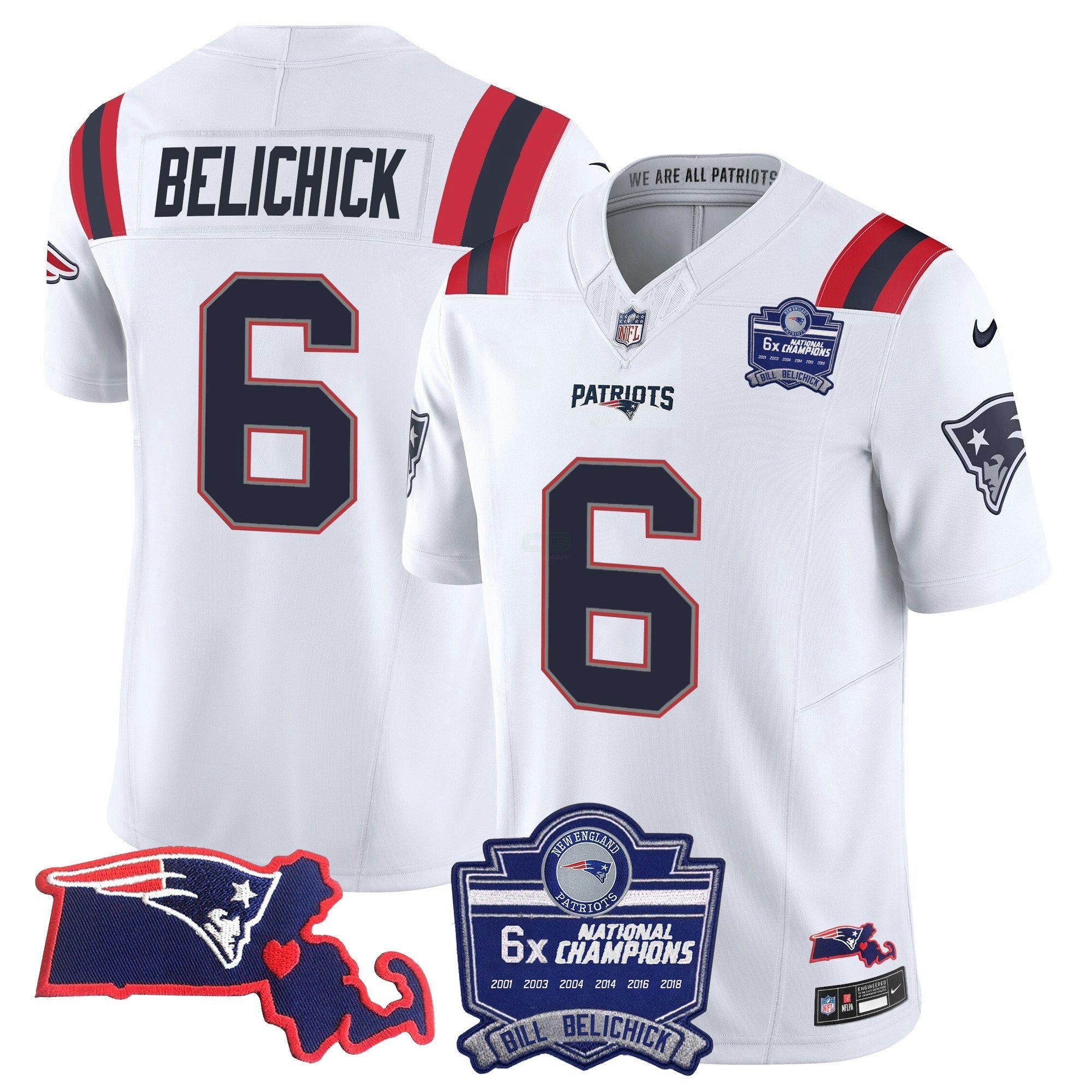 Camisa NFL Women’s Bill Belichick 6x Champions Patch Vapor Jersey