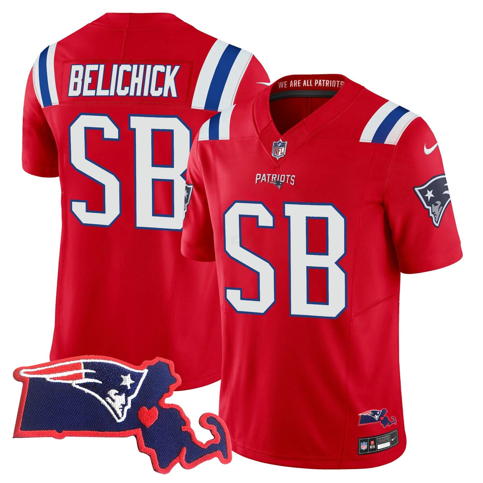 Camisa NFL Women’s Bill Belichick “SB 36, 38, 39, 49, 51 Champions” Vapor Jersey