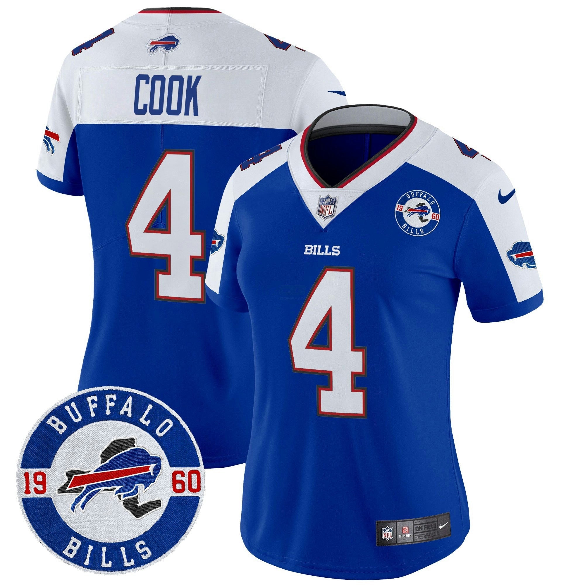 Camisa NFL Women’s Buffalo 2024 Vapor Limited Jersey – Est. 1960 Patch