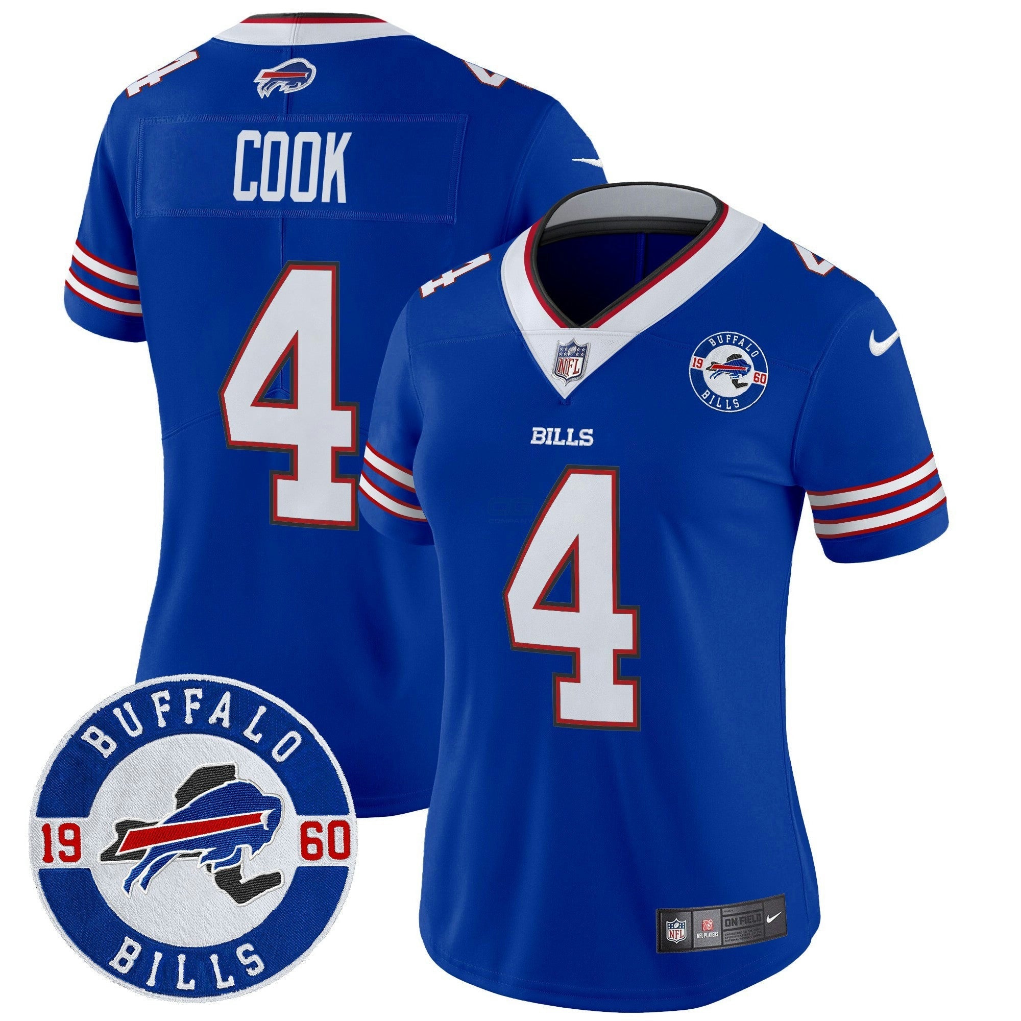 Camisa NFL Women’s Buffalo 2024 Vapor Limited Jersey – Est. 1960 Patch