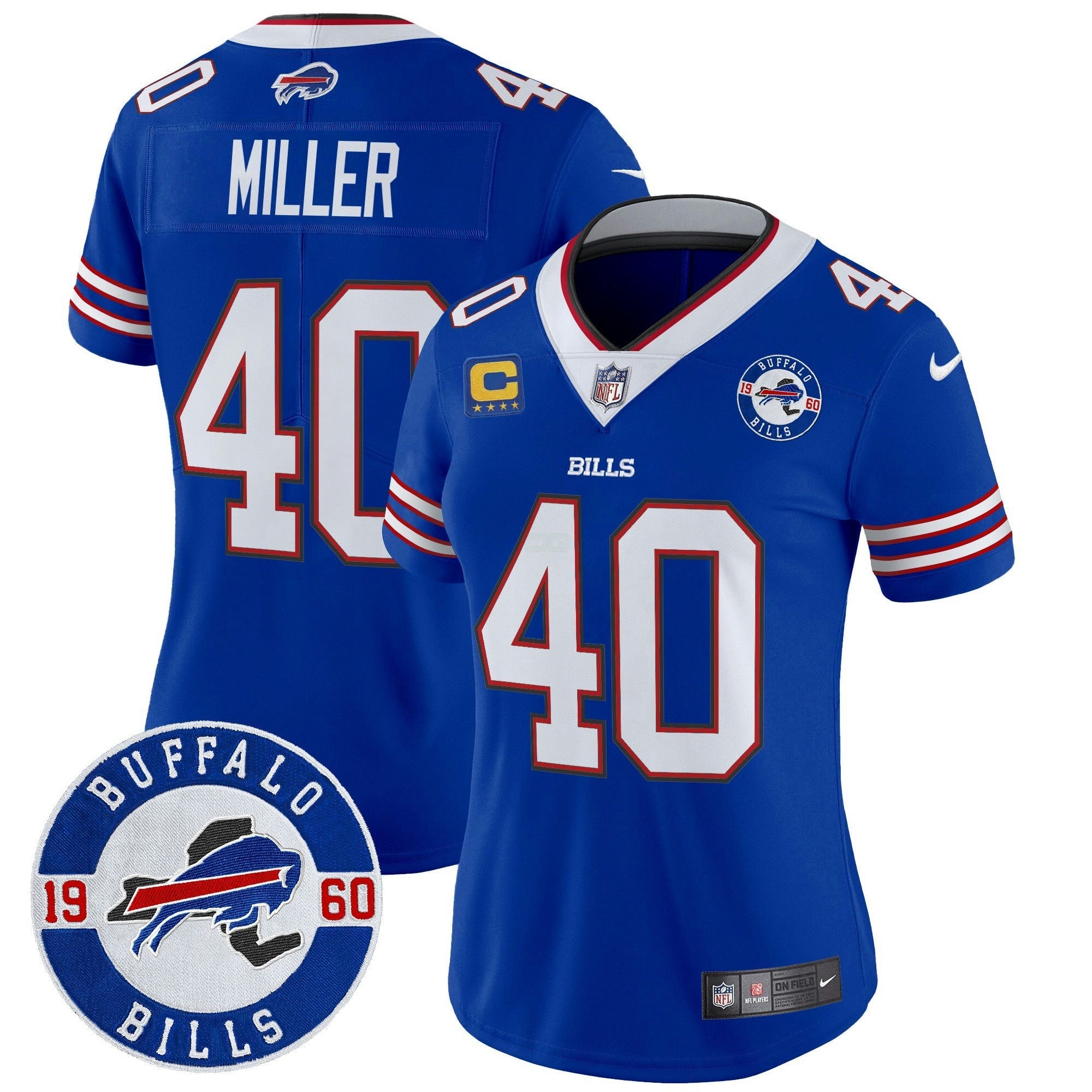 Camisa NFL Women’s Buffalo 2024 Vapor Limited Jersey – Est. 1960 Patch