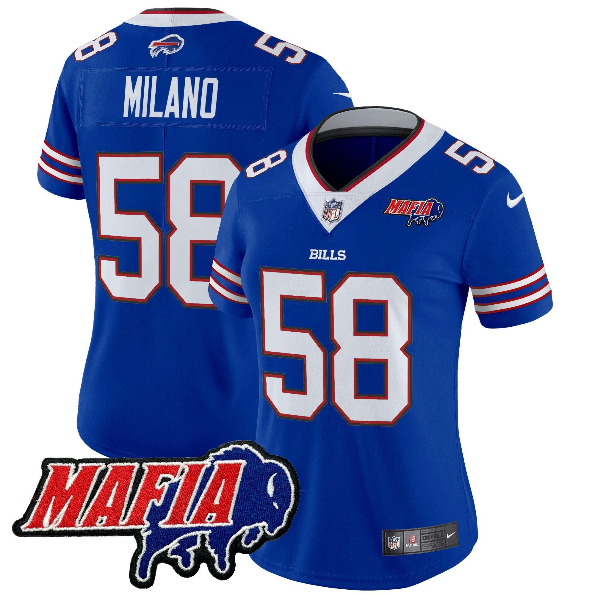 Camisa NFL Women’s Buffalo 2025 Mafia Patch Vapor Limited Jersey