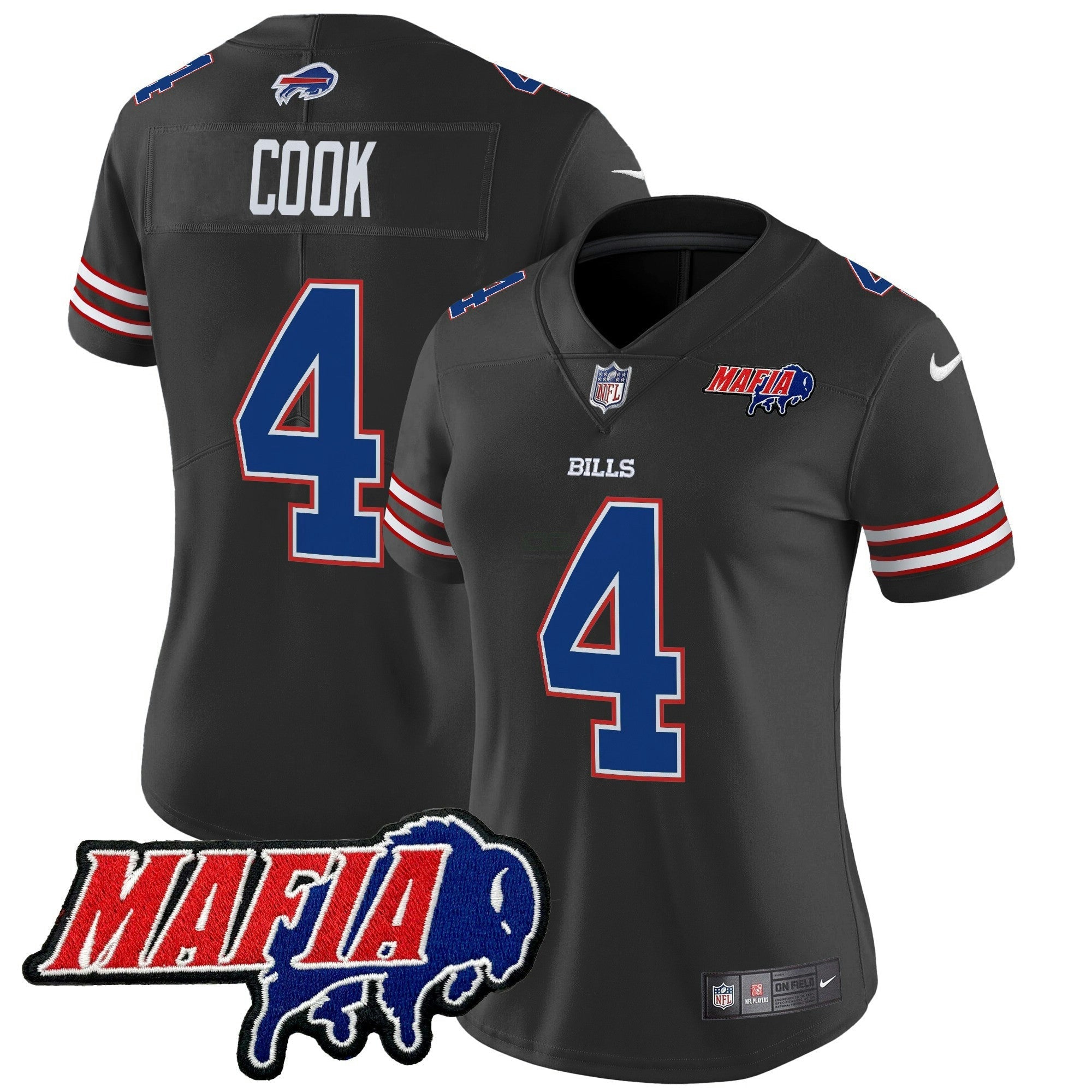 Camisa NFL Women’s Buffalo 2025 Mafia Patch Vapor Limited Jersey
