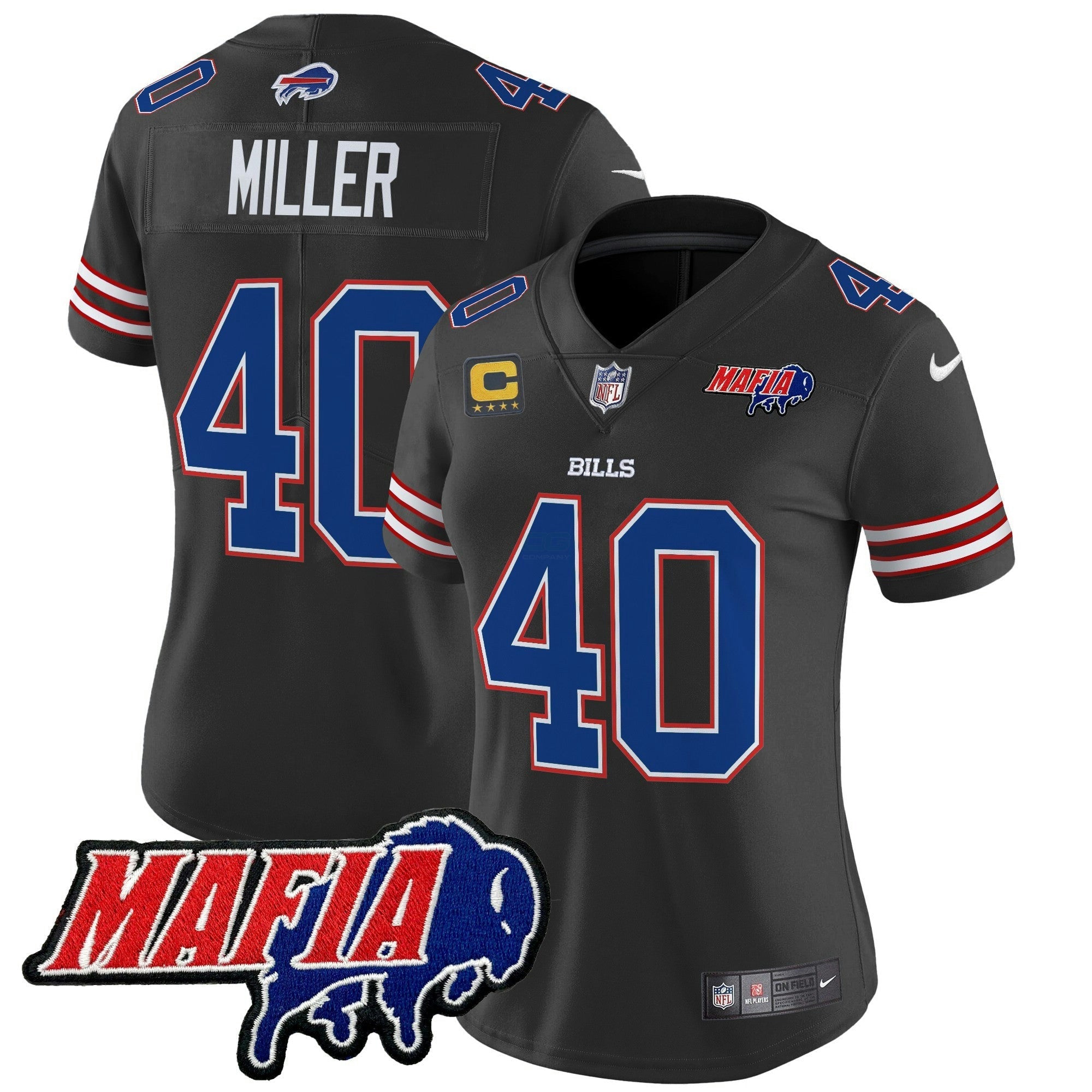 Camisa NFL Women’s Buffalo 2025 Mafia Patch Vapor Limited Jersey